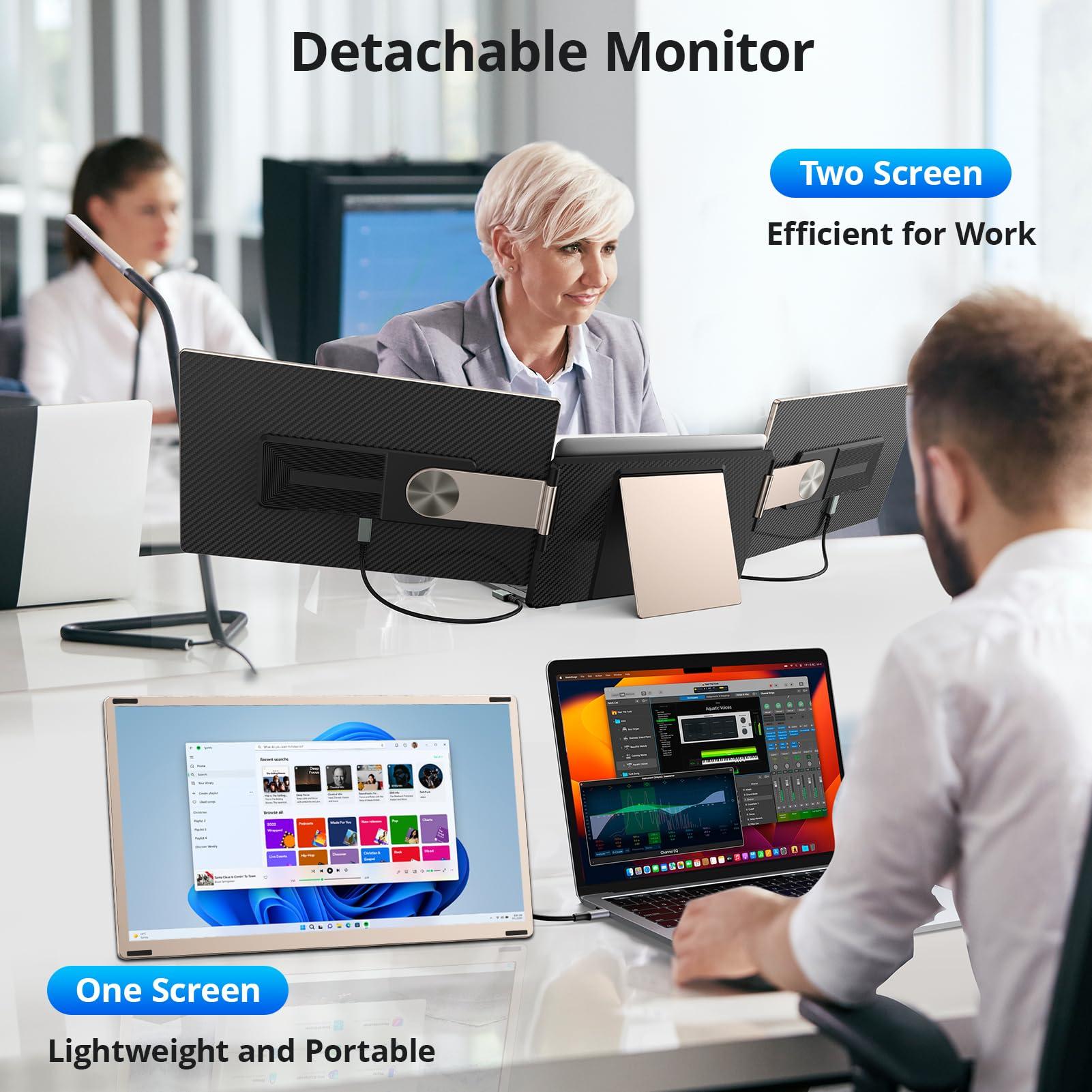 Enzion Laptop Screen Extender,Upgraded 15.6" Portable Monitor,FHD 1080P Triple Laptop Screen Extender,Detachable Dual Monitor for 13”-17” Laptops,Plug & Play,Compatible with Mac/Wins/Chrome/Dex - Image 5