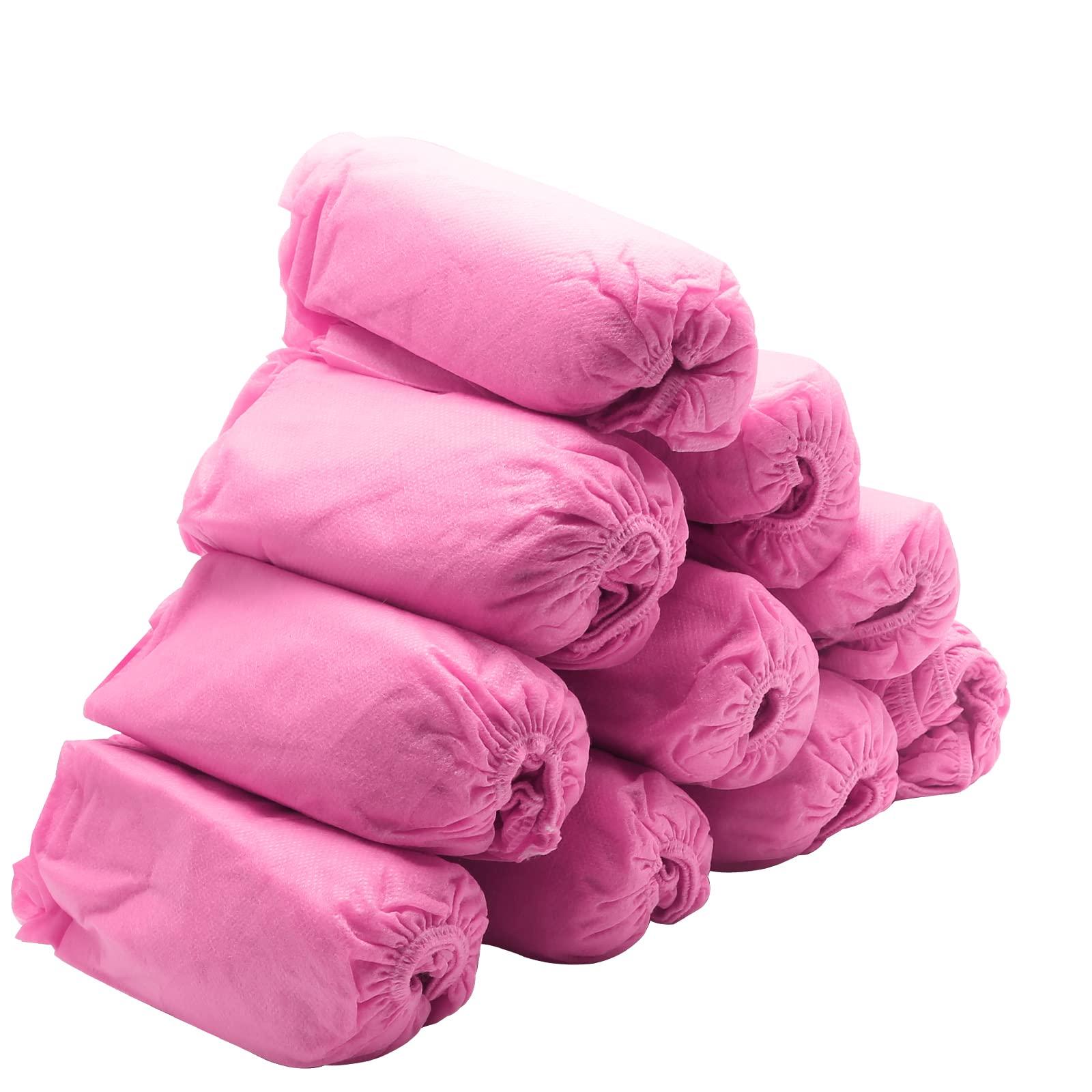 Piutouyar Shoe Covers Disposable Non-slip for Indoors 100 Pack (50 Pairs) Shoe & Boot Covers Disposable Booties Shoe Covers, One Size Fits All, Pink - Image 4