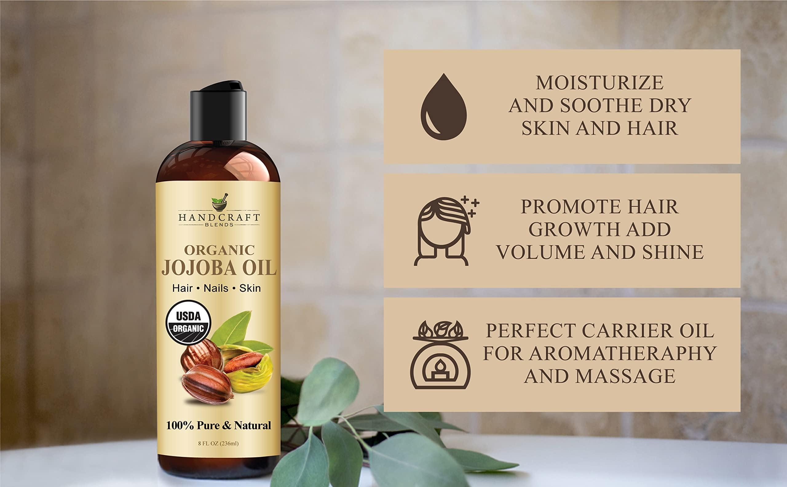 Handcraft Blends USDA Organic Jojoba Oil - Cold-Pressed 8 Fl Oz - 100% Pure and Natural - Premium Grade Carrier Oil for Skin and Hair - Hair and Body - Massage - Hexane-Free - Image 5