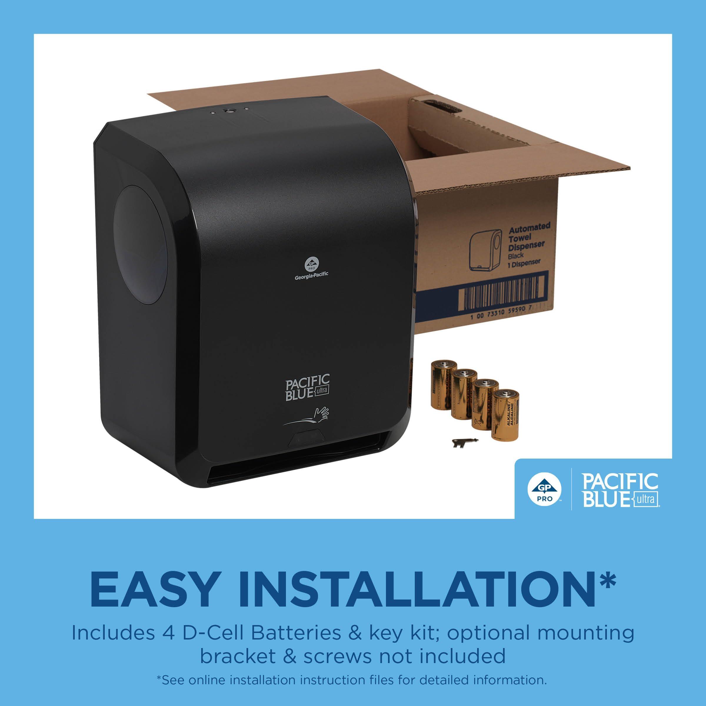 Pacific Blue Ultra 8" High-Capacity Automated Touchless Paper Towel Dispenser by GP PRO (Georgia-Pacific); Black; 59590; 12.9" W x 9" D x 16" H; 1 Dispenser - Image 5
