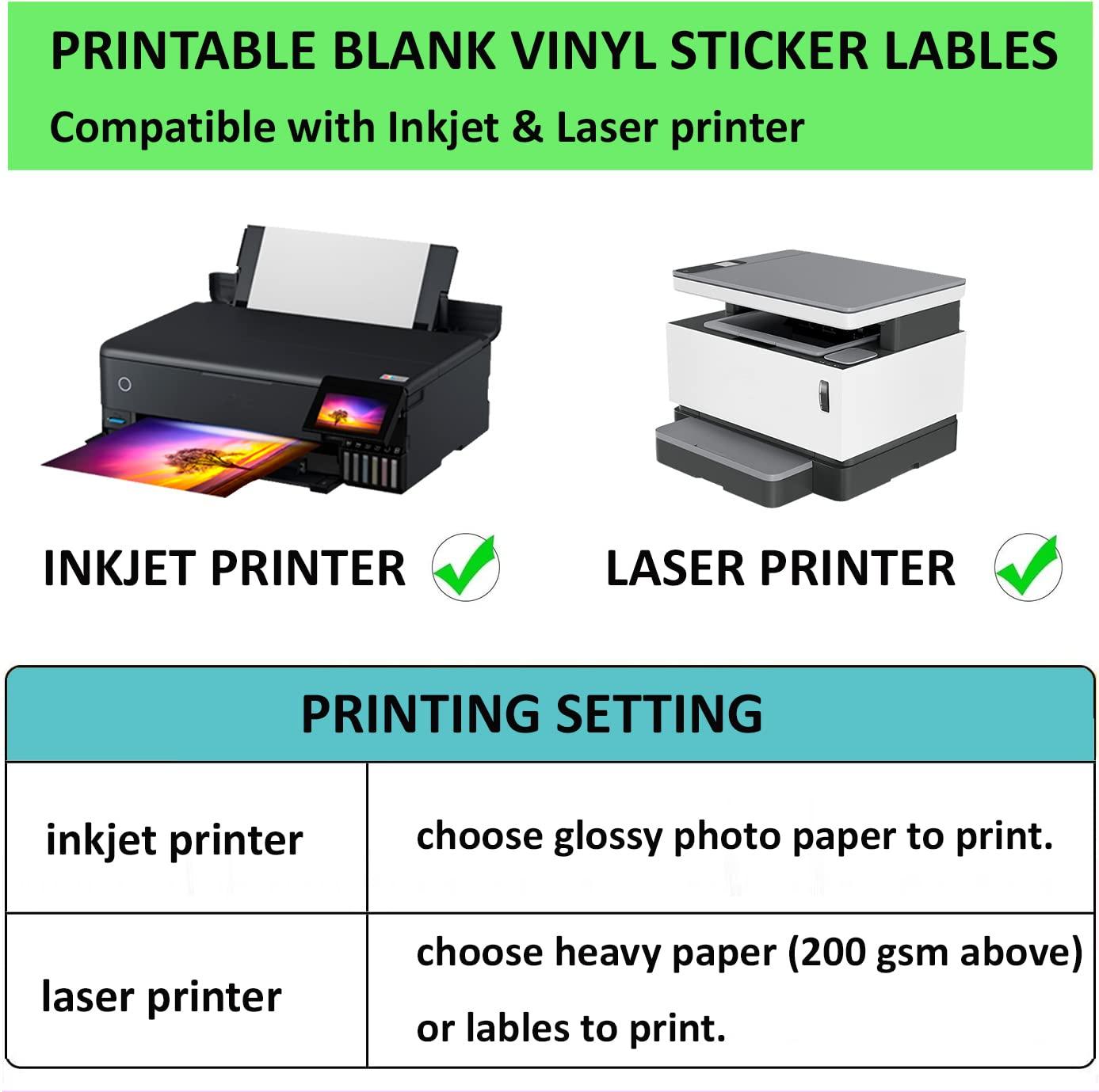 100 Pcs Water Bottle Labels 8.2x2 inch Printable Glossy White Waterproof Vinyl Sticker Labels for Inkjet or Laser Printer - Image 3