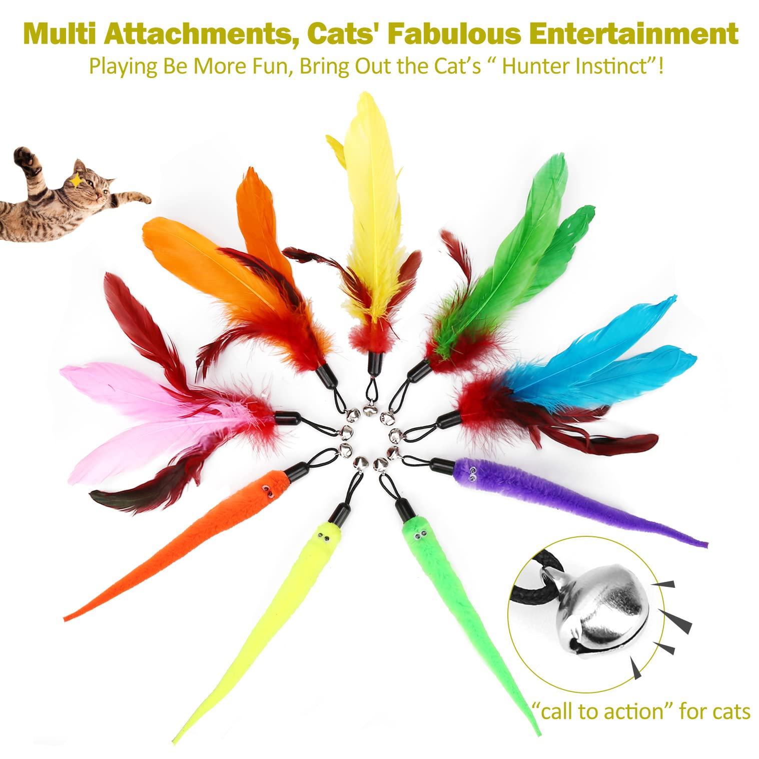 MeoHui Interactive Cat Toys - Retractable Wand Toy and Feather Toys Refills for Indoor Cats to Chase and Exercise - Image 5