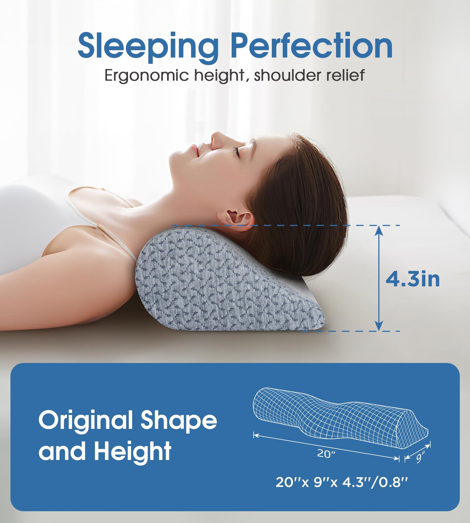 Cervical Neck Pillows for Pain Relief Sleeping, High-Density Memory Foam Pillow Neck for Bolster Support and Shoulder Relaxer, Decompression Devices Orthopedic Roll Pillow for Bed Office - Image 4