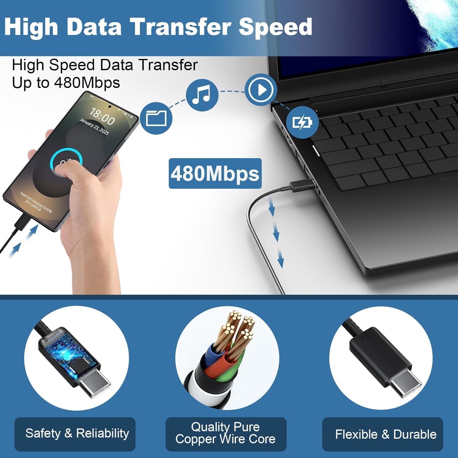 45W Super Fast Charger Type C, USB C Android Phone Charger Fast Charging Cord with 6.6ft Cable Compatible with Samsung Galaxy S25 Ultra/S25/S24/S23 Ultra/S22 Ultra/S20 Ultra/Note 10 Plus/Galaxy Tab S8 - Image 4