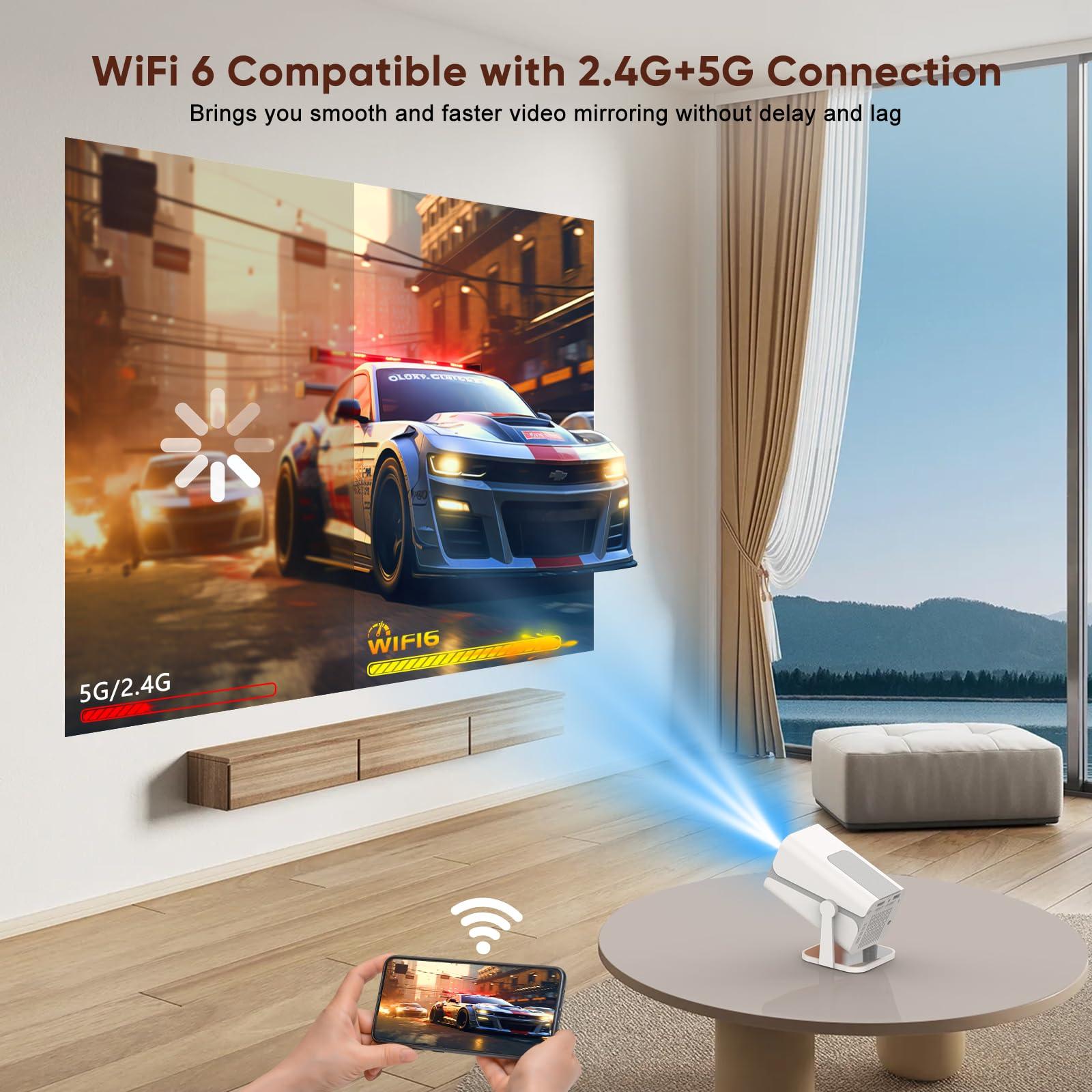 [Built-in Apps & Electric Focus] Smart Mini Projector with WiFi and Bluetooth, 270°Rotatable Portable Movie Projector 1080P Support, Auto Keystone Proyector for Smartphone/TV Stick/Laptop/HDMI - Image 4