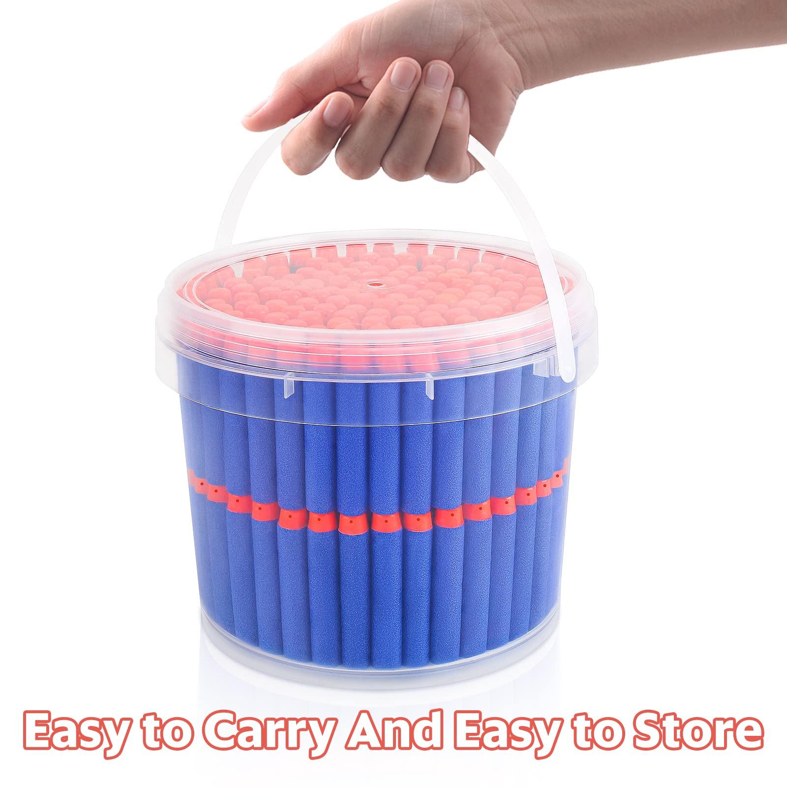 Pokiiulk Refill Darts Bullets Compatible with Nerf Guns N-Strike Elite Series, 300PCS Refill Darts Premium Foam Bullets Pack with Portable Storage Bucket - Image 5