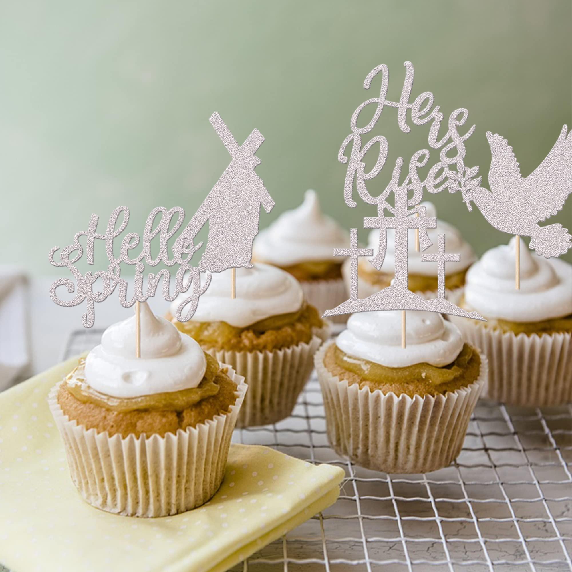 24 Pack Cross Cupcake Toppers Glitter It is Finished Peace Pigeon Cupcake Picks Hello Spring Cake Decorations for Christianity Theme Birthday Party Supplies Silver - Image 7