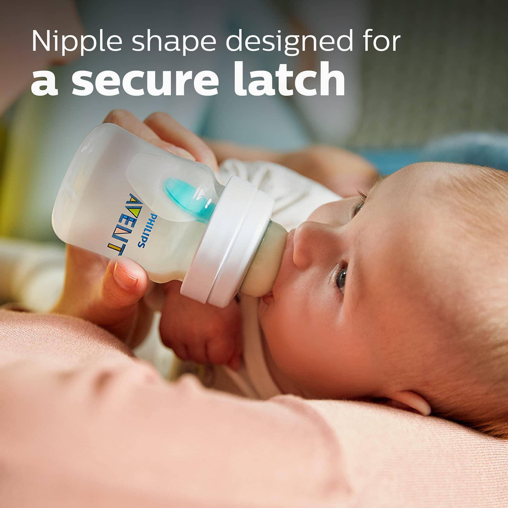 Philips Avent Anti-Colic Bottle with AirFree Vent, 4oz, with Flow 1 Nipples, 0m+, 4pk, Clear, SCY701/04 - Image 6