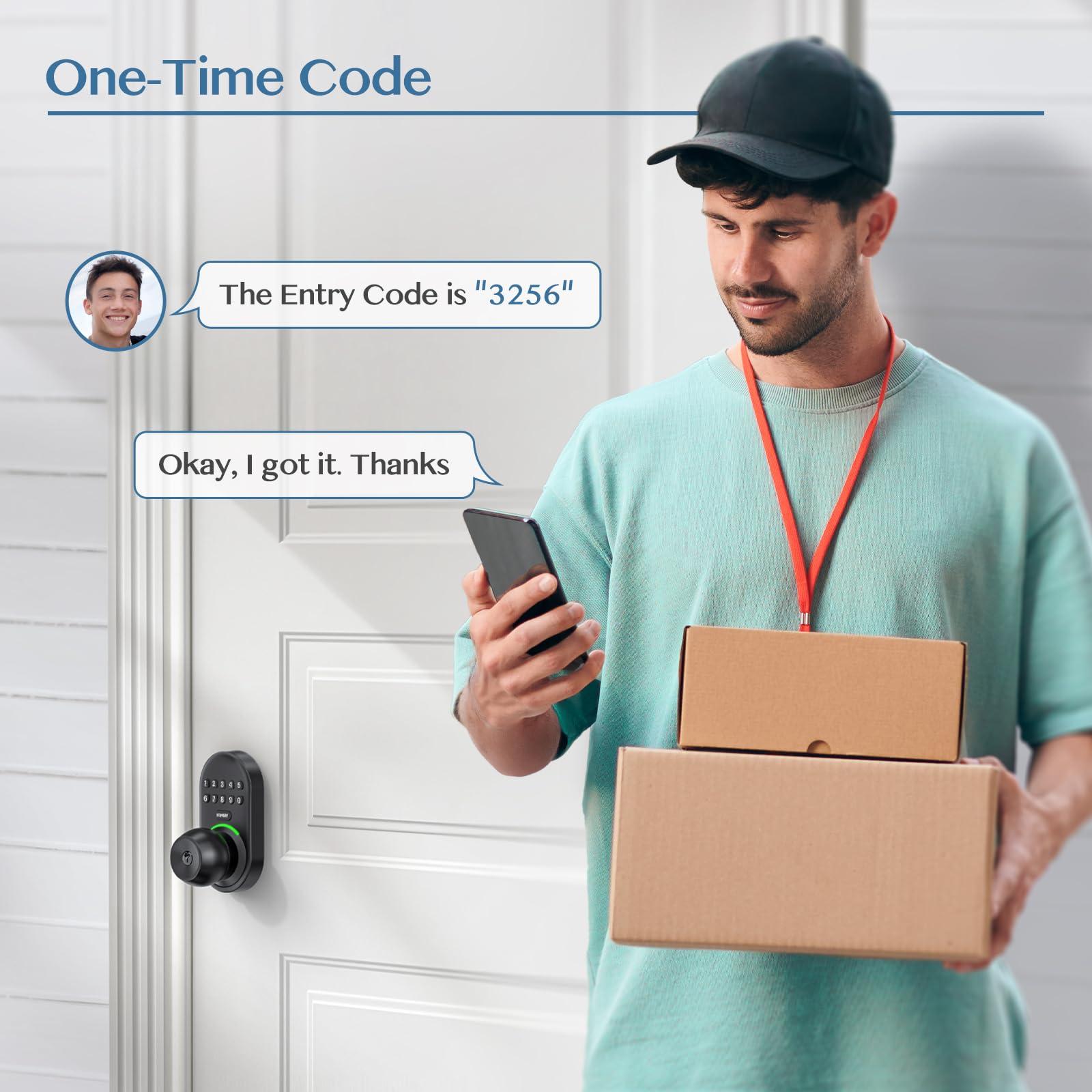 Keypad Smart Door Knob Lock, Yamiry Keyless Entry Digital Lock with Handle, Electronic Code Knob for Front Door, Easy Installation - Image 4