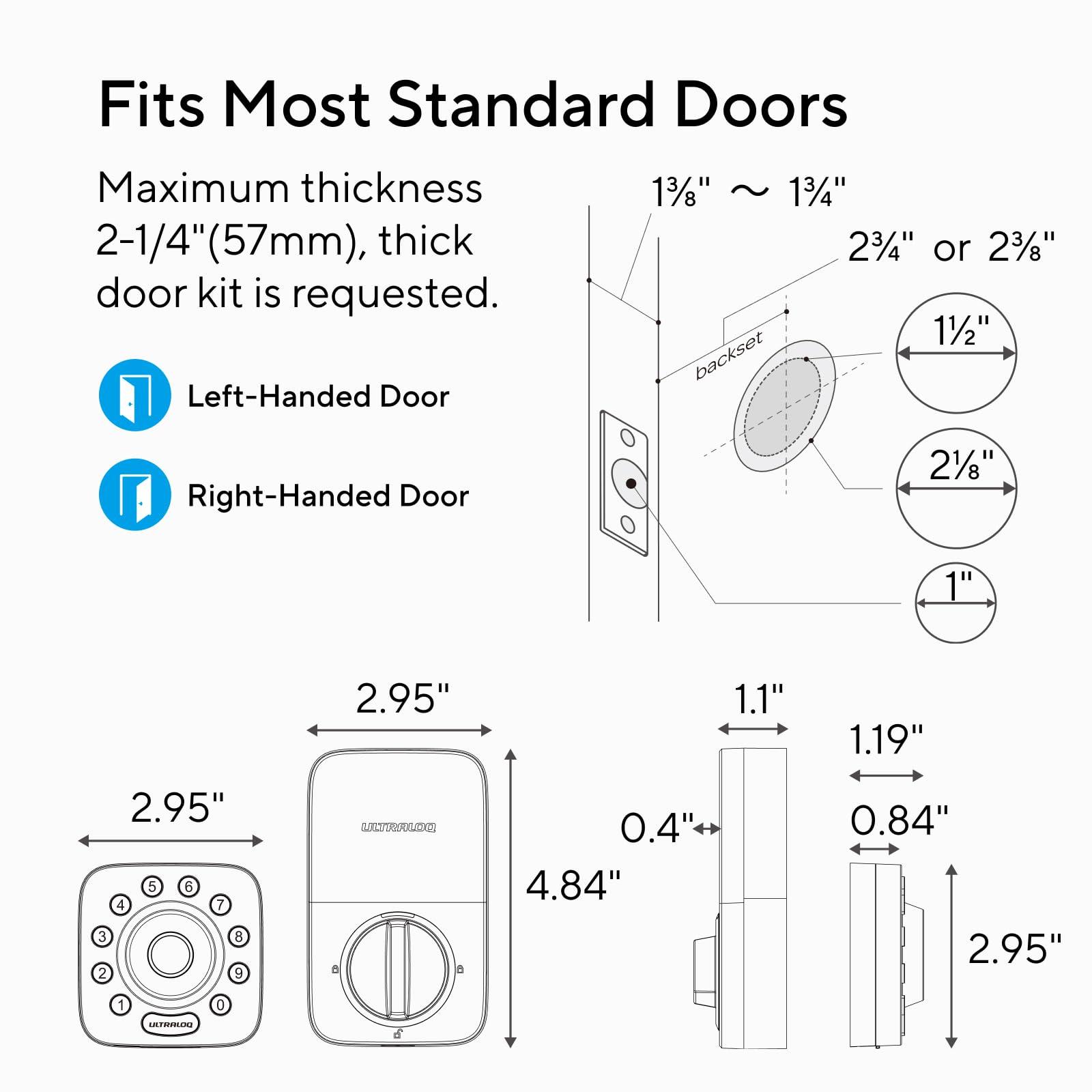 ULTRALOQ U-Bolt Pro Smart Lock, Keyless Entry Door Lock via Bluetooth, Smartphone, Fingerprint ID, Anti-peep Keypad, Auto Unlock, Smart Lock for Front Door, Smart Deadbolt Lock, IP65 Waterproof - Image 2