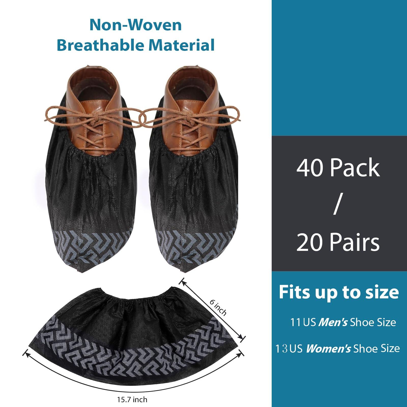 Shoe Covers Disposable Non Slip, 40pcs(20 pairs) Black Thick Extra Disposable Boot Covers Slip Proof Shoe Cover for Indoors Outdoors Recyclable Durable Protector Covers Fits Virtually Most Shoes - Image 2