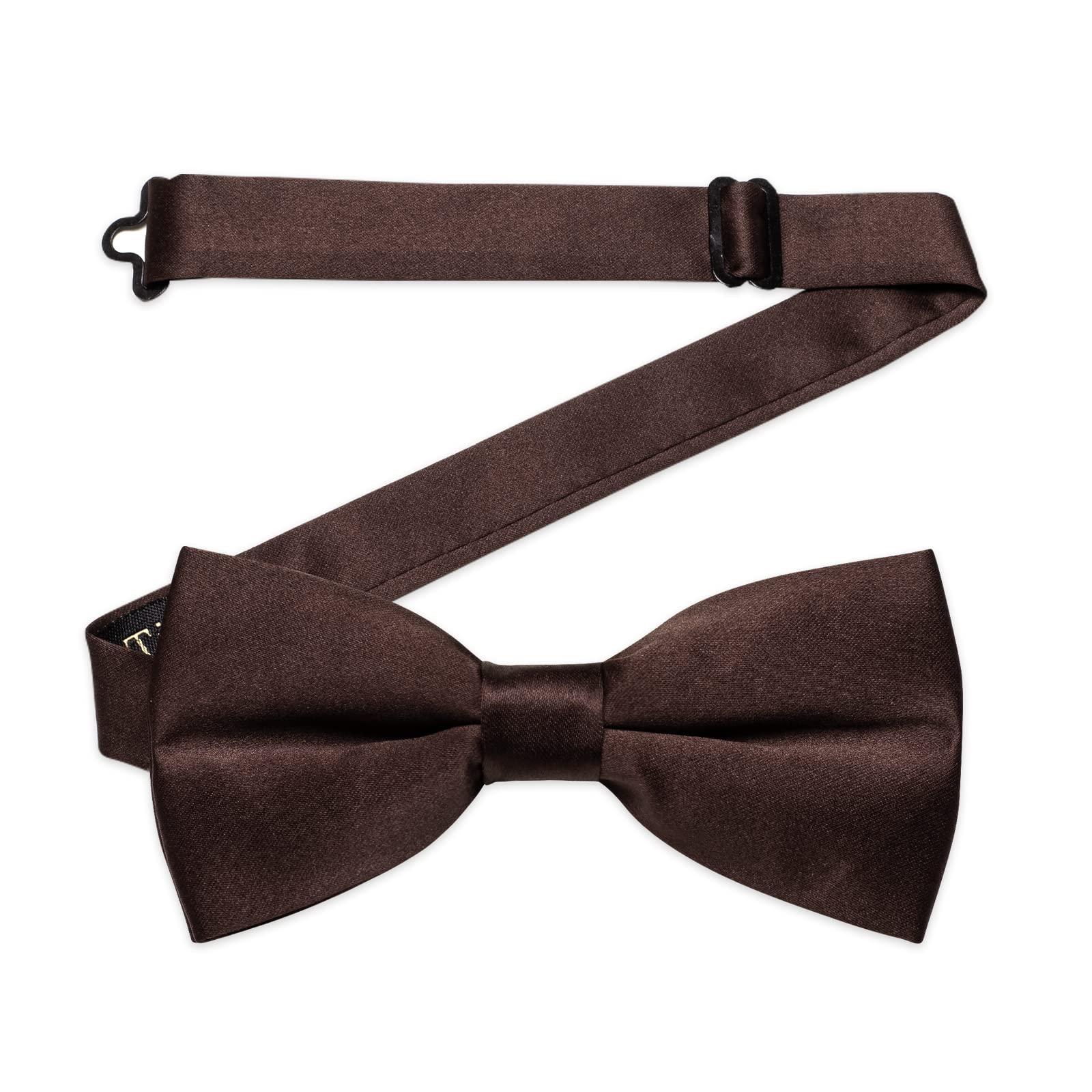 YourTies Pre-Tied Bow Tie Satin Solid Bowtie Adjustable Tuxedo Bowties for Men with Gift Box Wedding Party