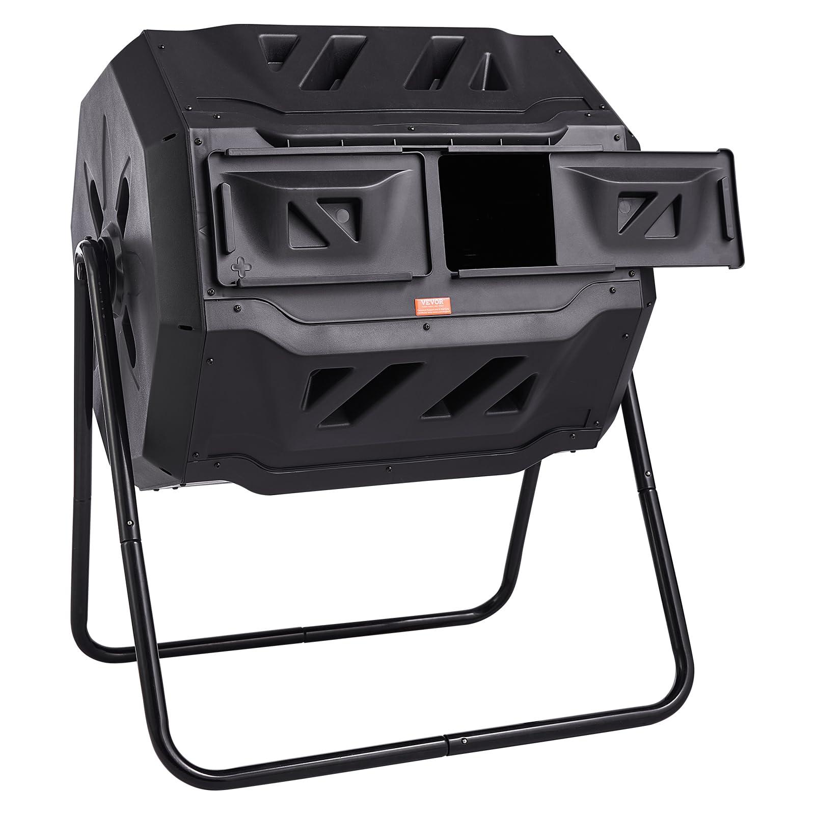 VEVOR Compost Bin, 43-Gal Dual Chamber Composting Tumbler, Large Tumbling Rotating Composter with 2 Sliding Doors and Steel Frame, BPA Free Composter Bin Tumbler for Garden, Kitchen, Yard, Outdoor - Image 9