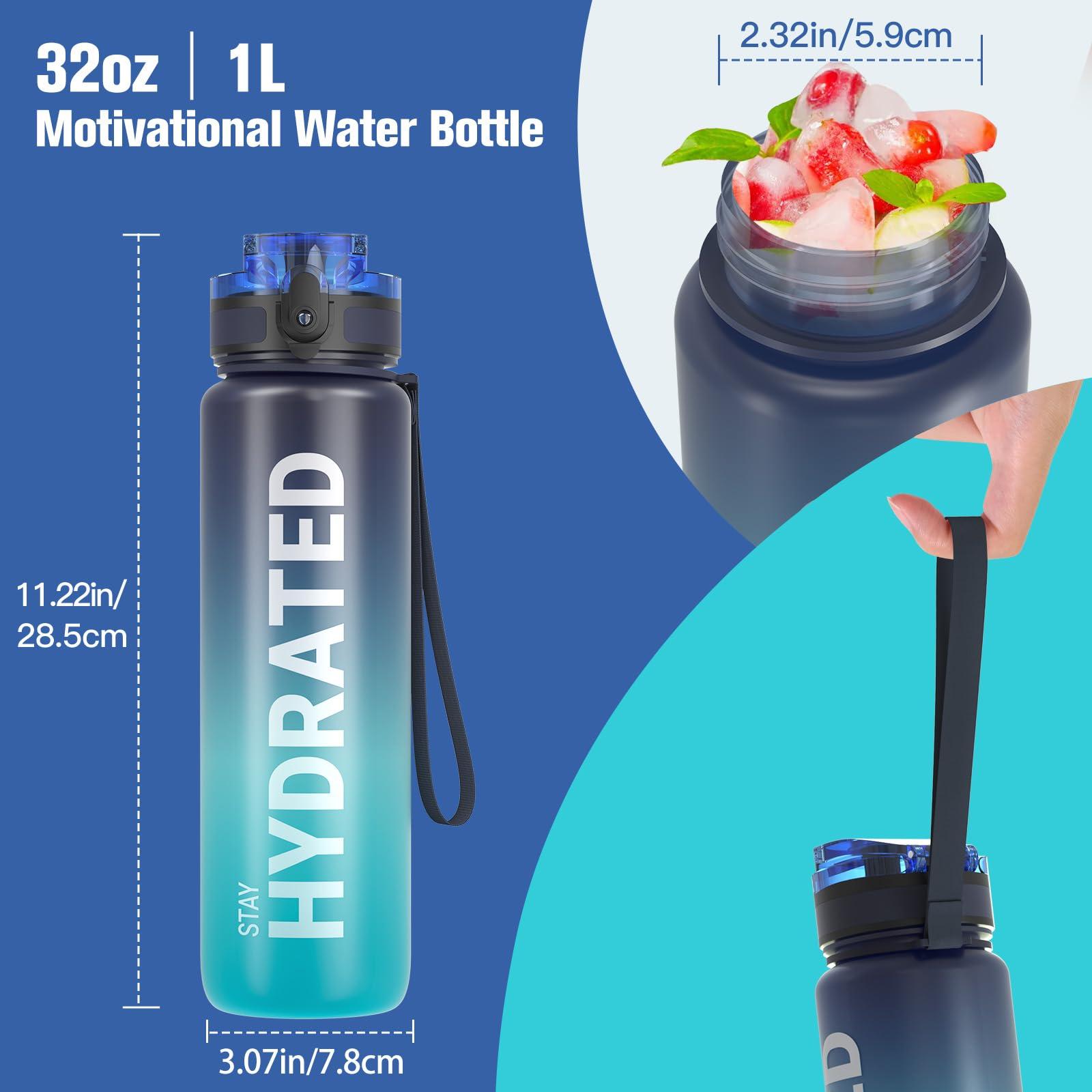 Sahara Sailor Water Bottle 32oz, Durable and Leakproof Water Bottles Motivational with Time Marker, Tritan, BPA Free, Wide Mouth with Easy Clean Brush for Gym, Travel, Home, School, Office (1 Bottle) - Image 5