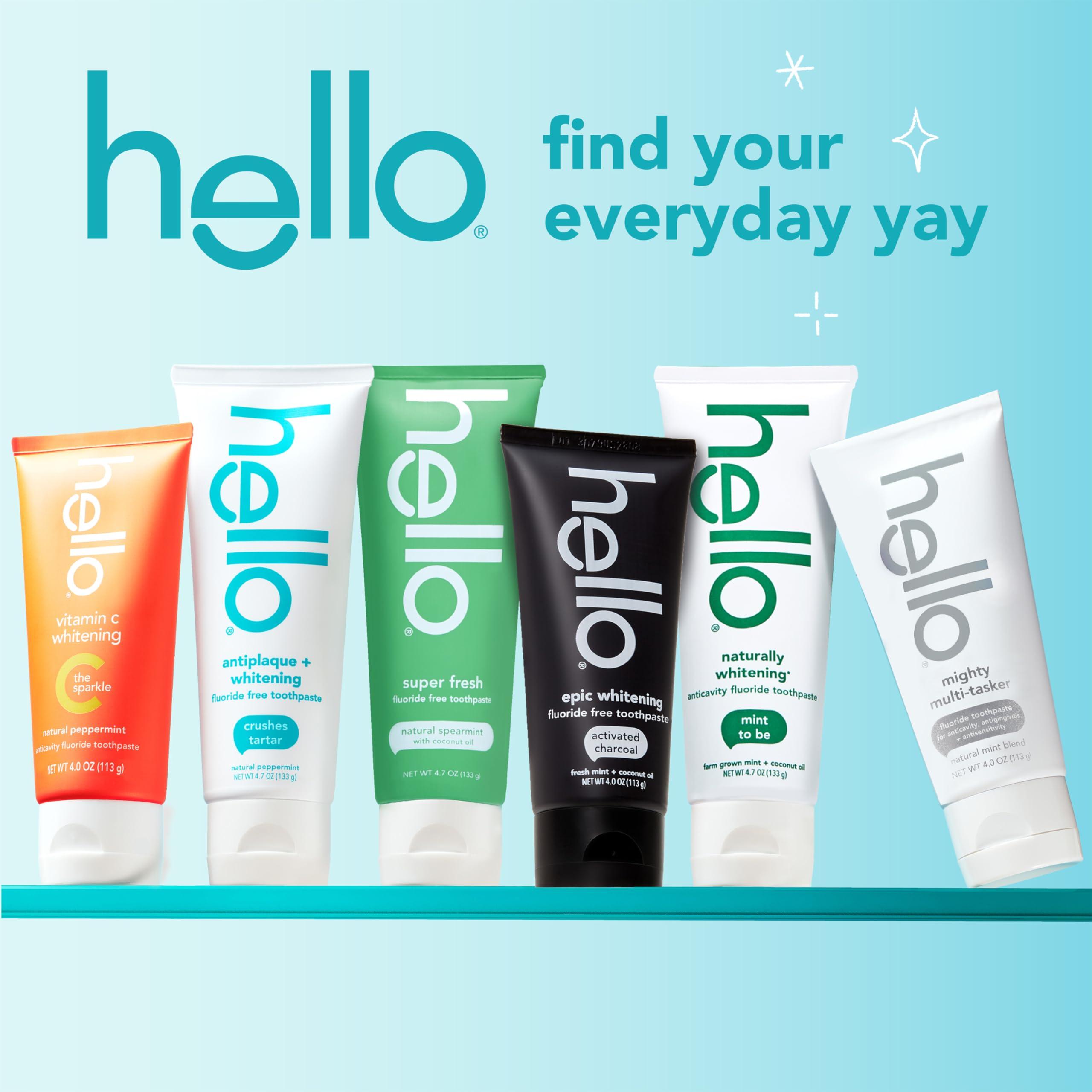 Hello Activated Charcoal Toothpaste, Fluoride Free with Activated Charcoal, Teeth Whitening Toothpaste with Fresh Mint and Coconut Oil, No SLS, Vegan, Gluten Free, 3 Pack, 4 OZ Tubes - Image 7