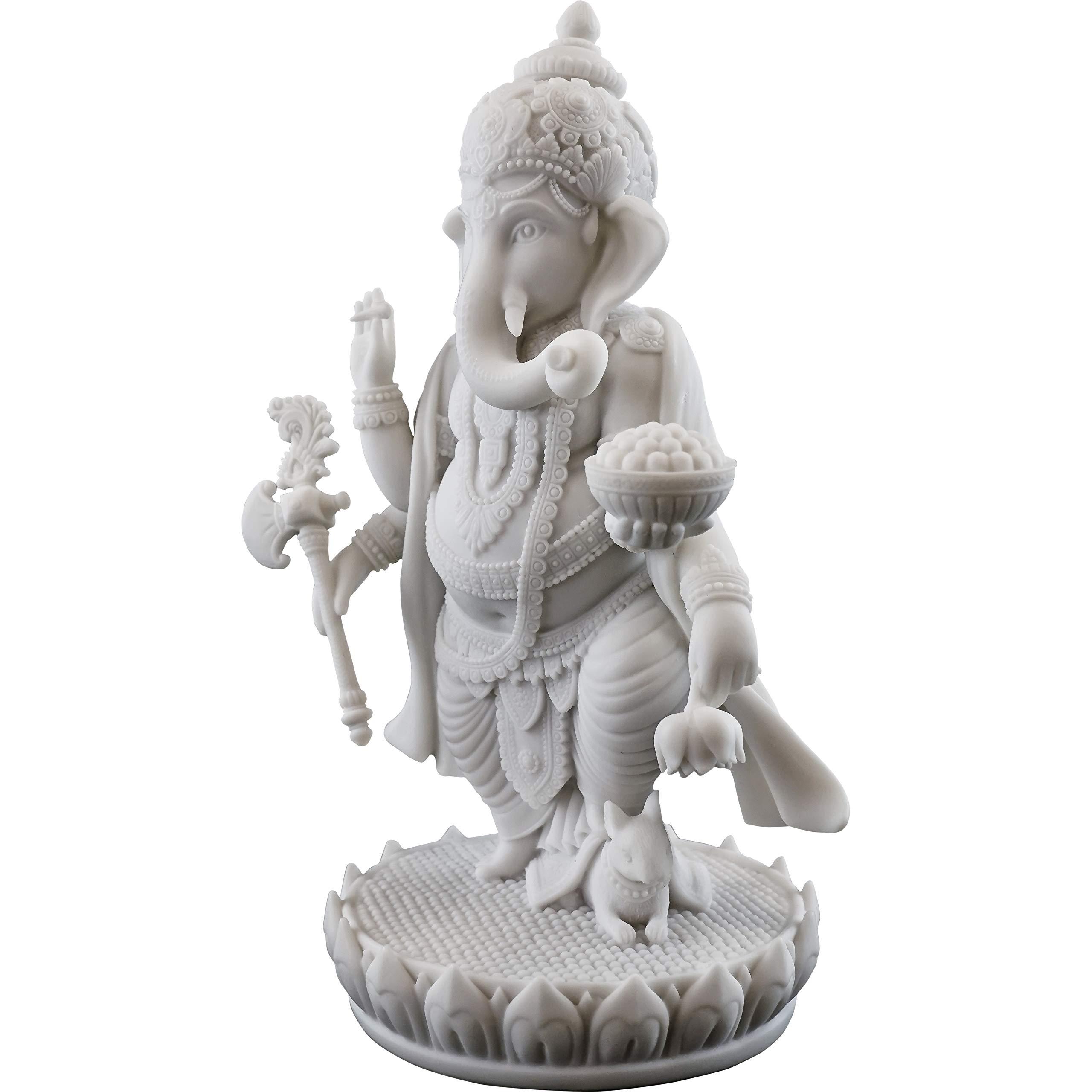 Top Collection 7.5" H 4.75" Standing Ganesh Statue in White Marble Finish - Hindu Lord of Success Sculpture - Image 2