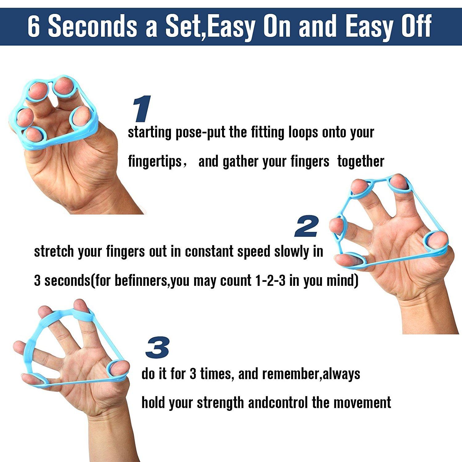 Hand Grip Strengthener, Finger Exerciser, Grip Strength Trainer (6 PCS),New Material,Forearm Grip Workout, Finger Stretcher, Relieve Wrist Pain, Carpal Tunnel (Large) - Image 8