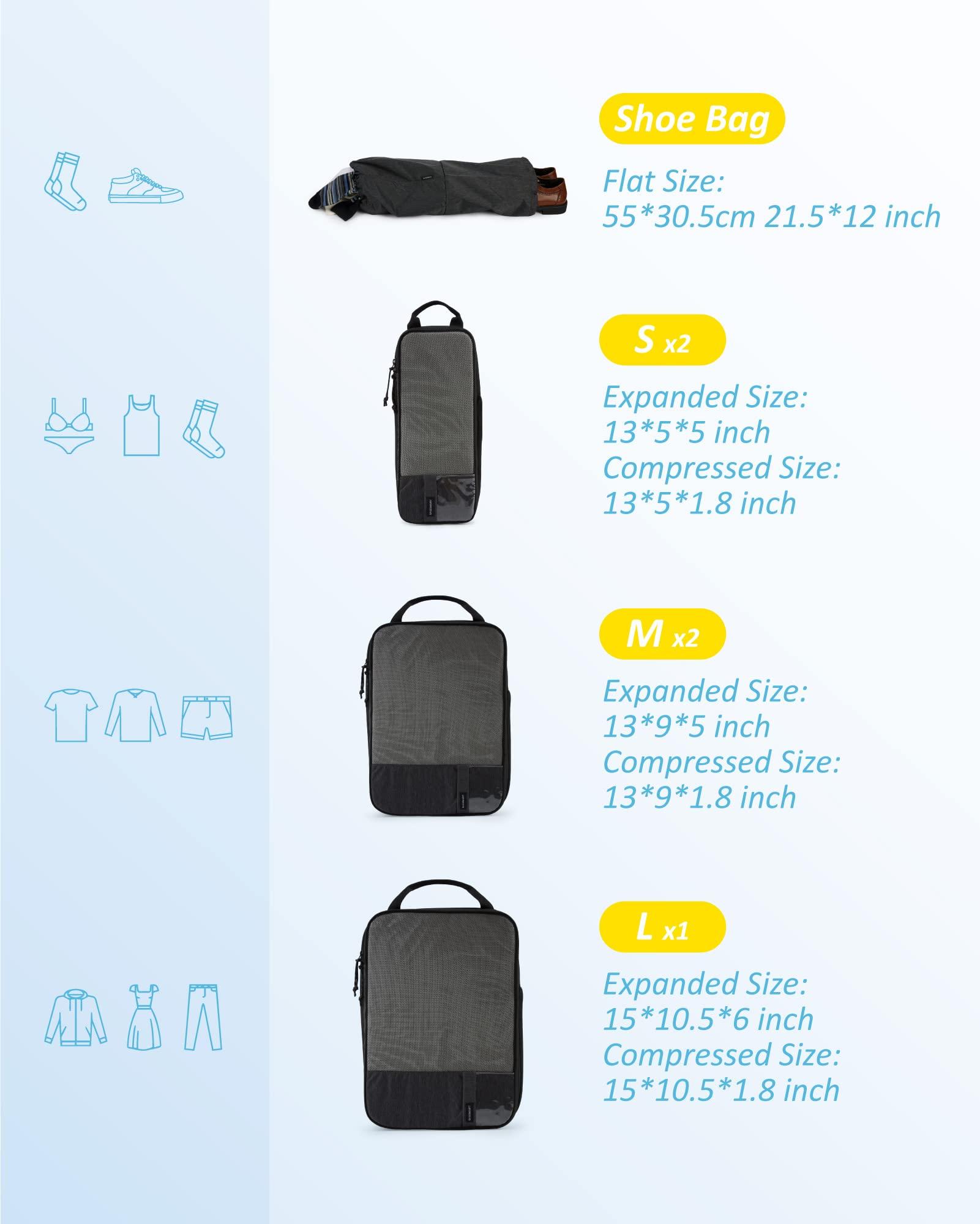 BAGSMART 6 Set Compression Packing Cubes - Lightweight Travel Essentials, Durable Luggage Organizer - Image 2