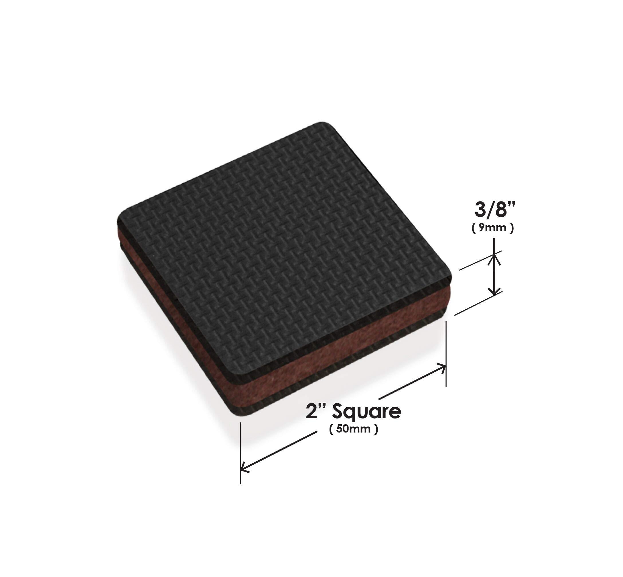 Slipstick GorillaPads CB142 Non-Slip Furniture Pads/Grippers (Set of 8) Furniture Leg Floor Protectors, 2 Inch Square, Black - Image 2