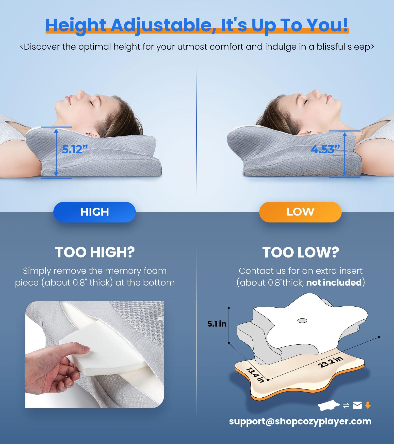 Ultra Pain Relief Cooling Pillow for Neck Support, Adjustable Cervical Pillow Cozy Sleeping, Odorless Ergonomic Contour Memory Foam Pillows, Orthopedic Bed Pillow for Side Back Stomach Sleeper - Image 4
