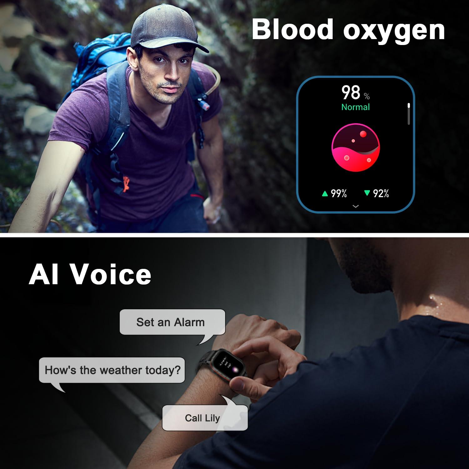 Smart Watch for Men Fitness Tracker: Make/Answer Call Military Smart Watches for Men Digital Watches Run Waterproof Smartwatch Android Phones iPhone Samsung Compatible Heart Rate Monitor Orange Black - Image 7