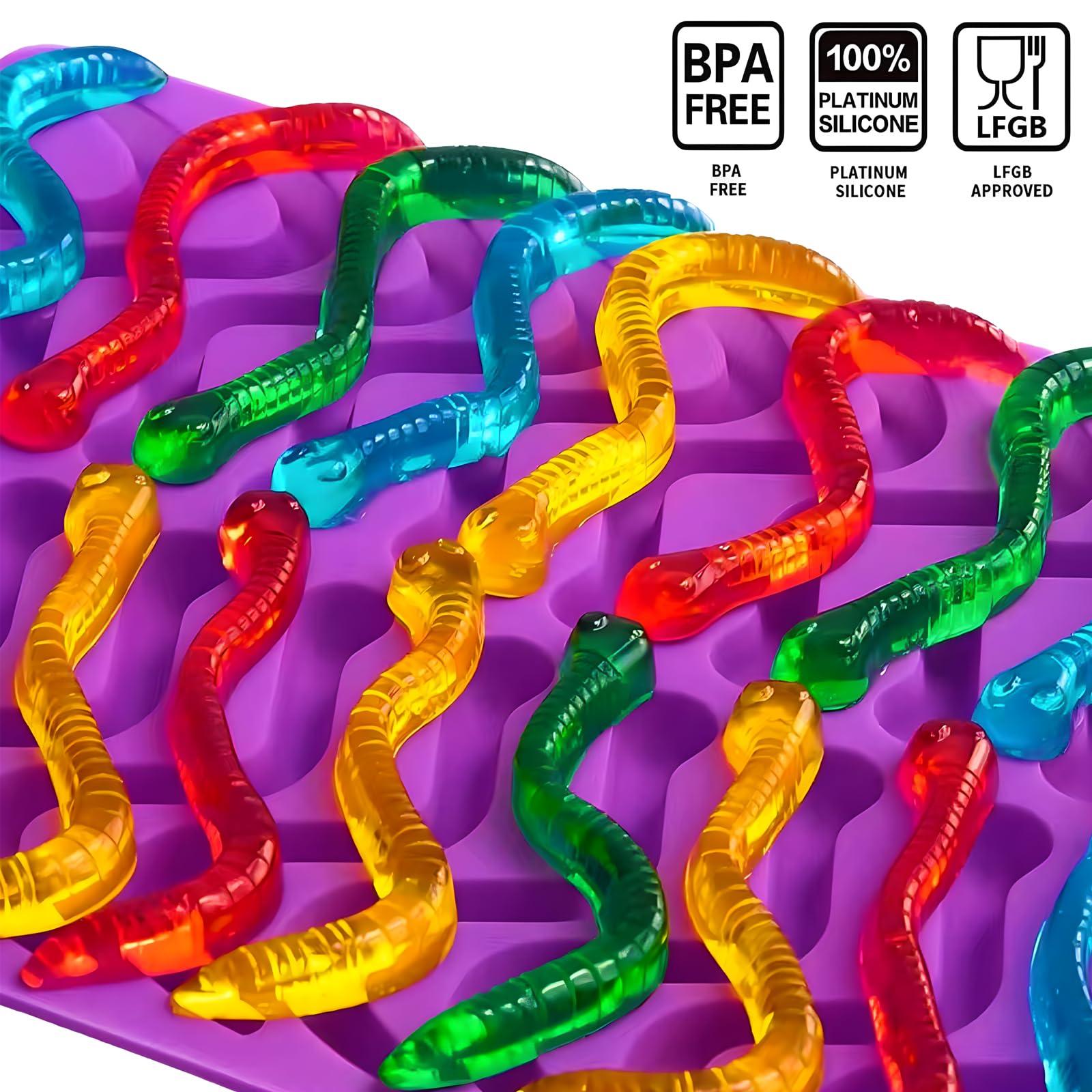 Gummy Candy Molds - Silicone Gummy Bear/Dinosaur/Hearts/Gummy Worm Mold for Kids with 2pcs Dropper,Non-stick and Bpa Free for Mini Candy Chocolate Gummies Baking - Image 5