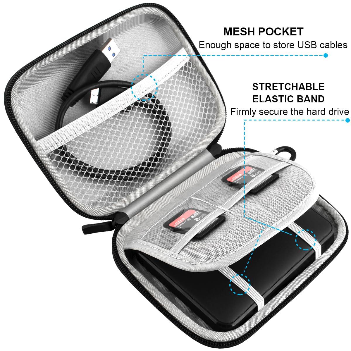 Lacdo Hard Drive Carrying Case for Seagate Portable/Seagate One Touch/Game Drive for PS5 / Ultra Touch Portable External Hard Drive HDD 1TB 2TB 4TB 5TB USB 3.0 Shockproof Travel Bag, Black - Image 2