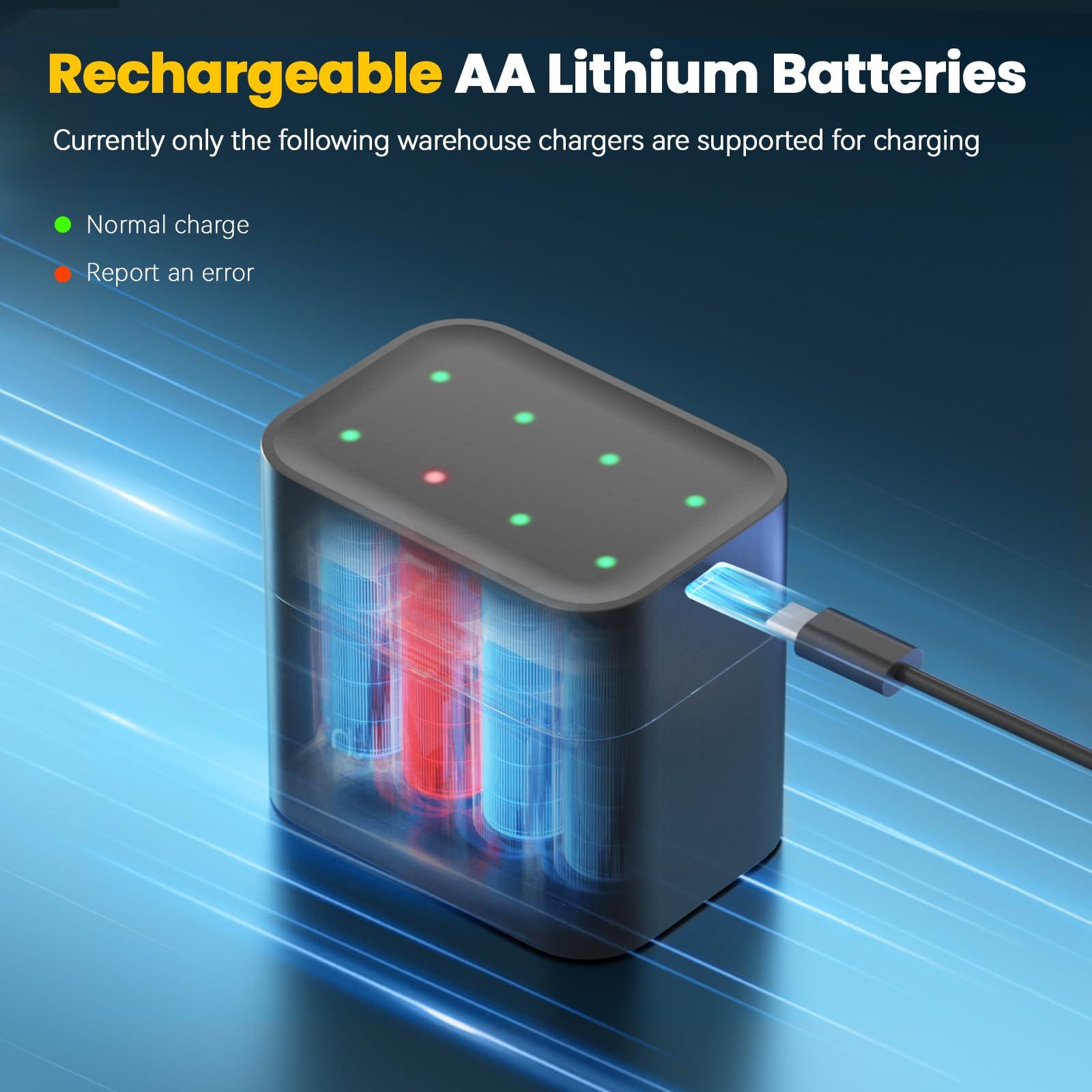 BATZONE Rechargeable Lithium aa Batteries 4 Pack 1.5V 3000mWh High Capacity Lithium Batteries aa Constant Output Li-ion Double a Batteries Cycle Times up to 1600x (4Pack) - Image 4