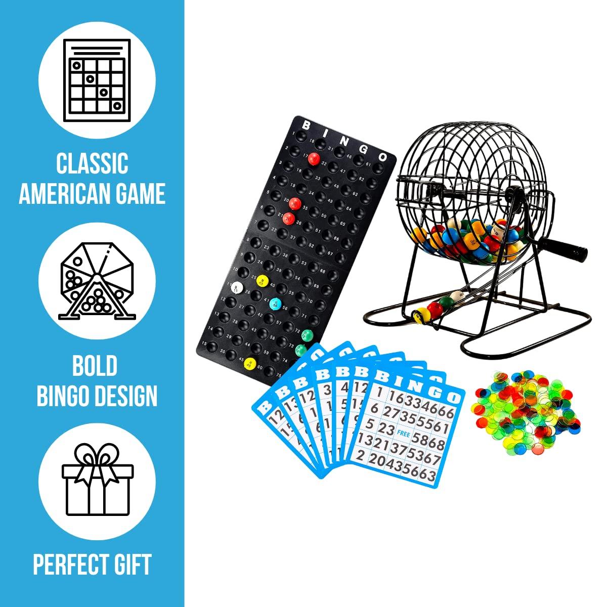 Regal Bingo Deluxe Bingo Game Set for Adults and Kids - Includes 6 Inch Bingo Wheel Cage, 75 Balls, Master Board, 18 Cards, and Colorful Chips - Fun Family Bingo Night - Image 3
