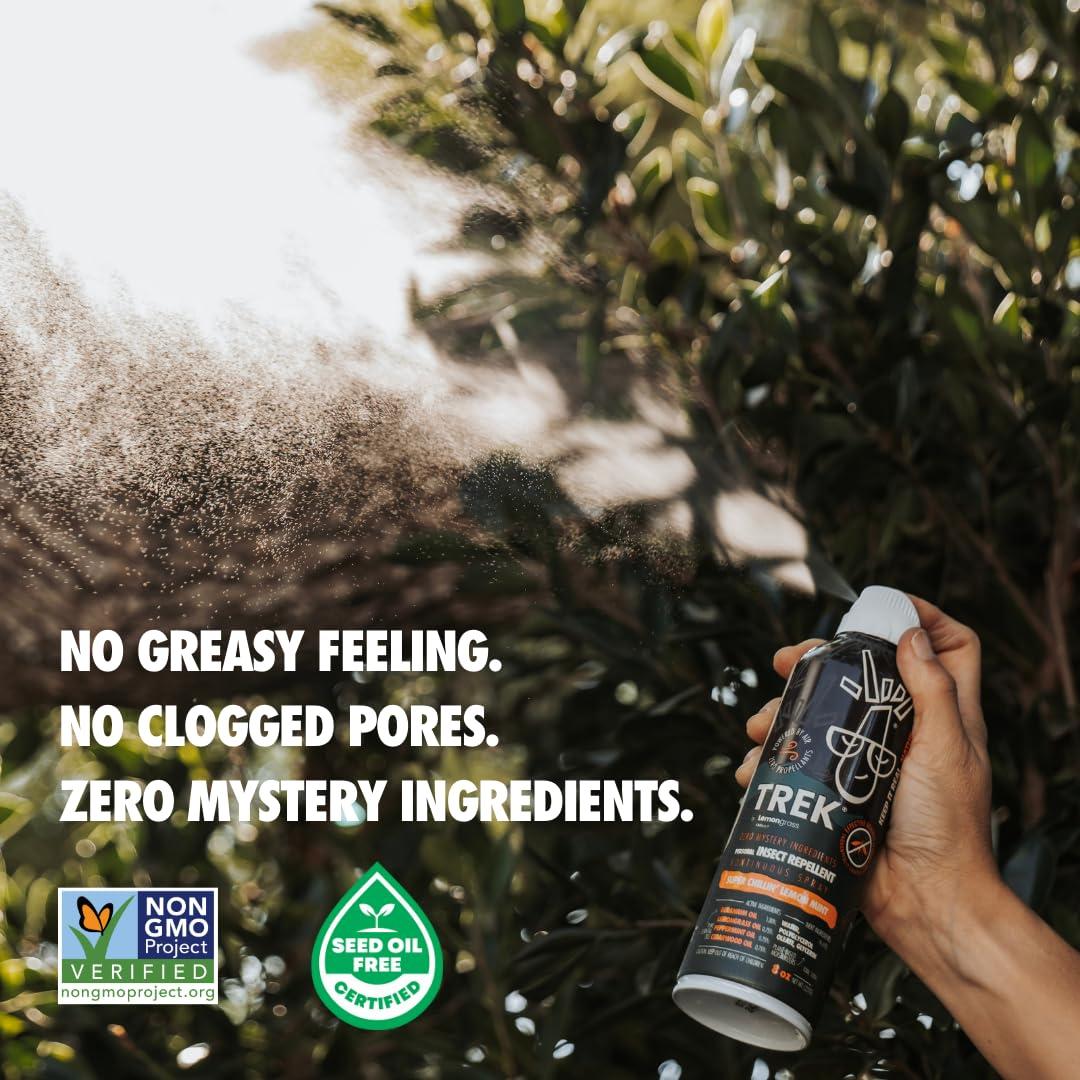 Lemongrass Farms Trek Spray | Take Control of Mosquitoes & Other Biting Insects | All Natural with Peppermint, Cedarwood, Geraniol, and Lemongrass Oil | DEET-Free | Twin Pack, 8oz Per Can, 16oz Total - Image 2