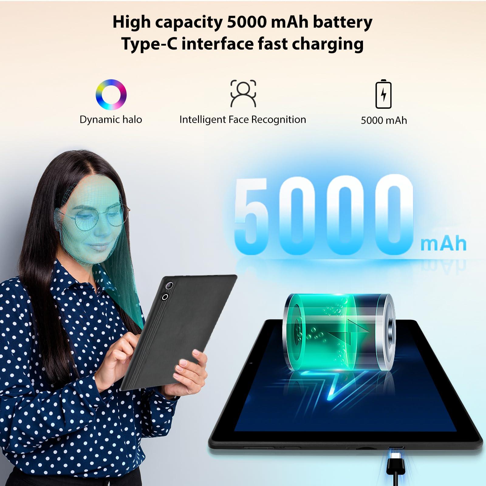 ROWT Tablet 10 inch Android 14, Octa-Core, 10GB RAM 64GB ROM 1TB Expandable, Widevine L1, 1280x800 IPS Touchscreen, BT 5.4, Dual Camera with Flash (Black) - Image 5