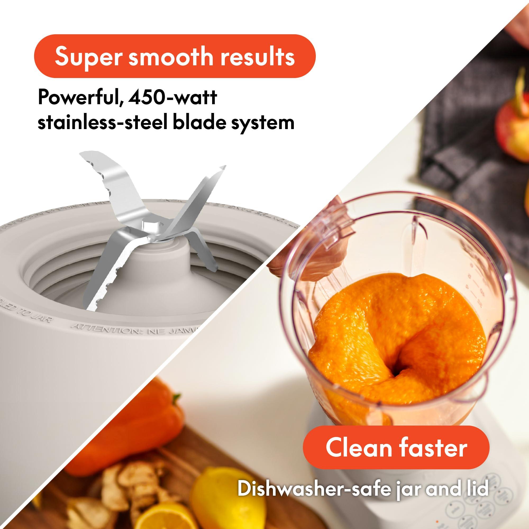 bella 10 Speed Countertop Blender, Juicer & Smoothie Maker, Fits-anywhere™ Kitchenware, Slim Flip & Store Design, Dishwasher Safe 48oz Capacity Pitcher & Lid, Stainless Steel Blade, 450 Watt, Oatmilk - Image 5