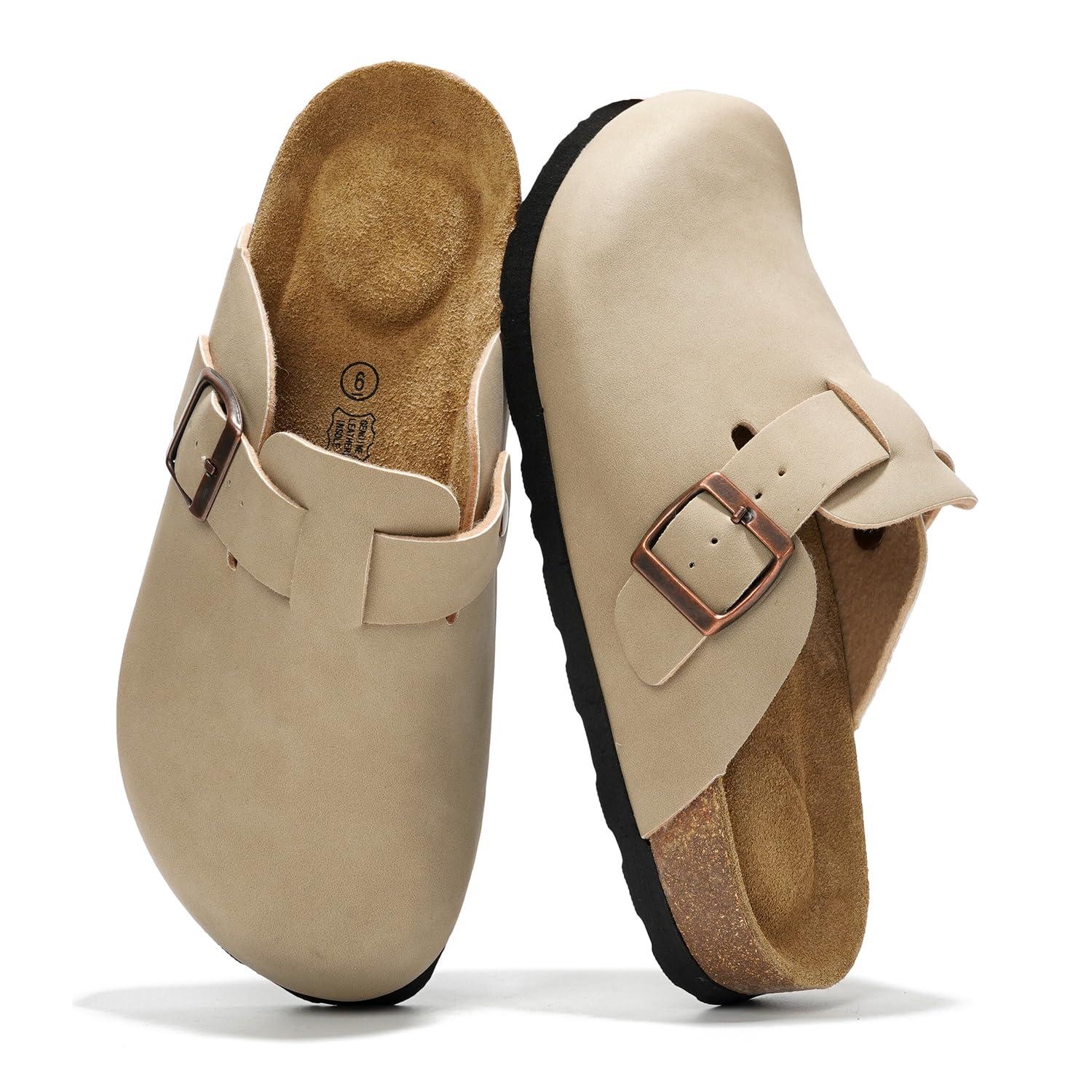 Project Cloud Genuine Leather Footbed Clogs for Women - Memory Foam Arch Support Slippers for Women - Trendy Slip-ons Women's Mules & Clogs Sandals (Benton)