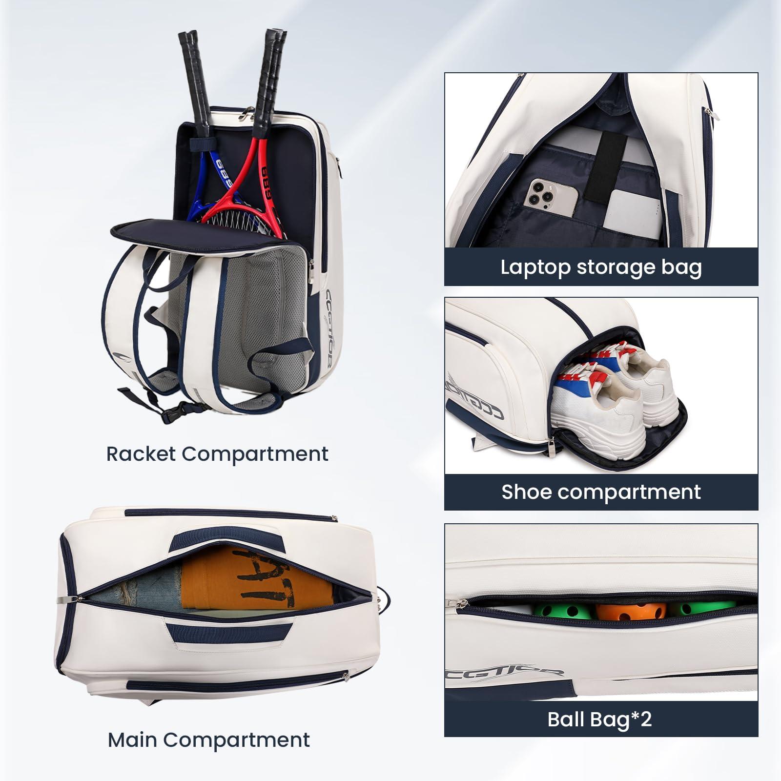CCGTIOR Multi-Use Beach Tennis Bag For Sport Convertible Padel Backpack With Shoe Compartment, Laptop Sleeve,Fence Hook,Ball Sleeve - Image 2