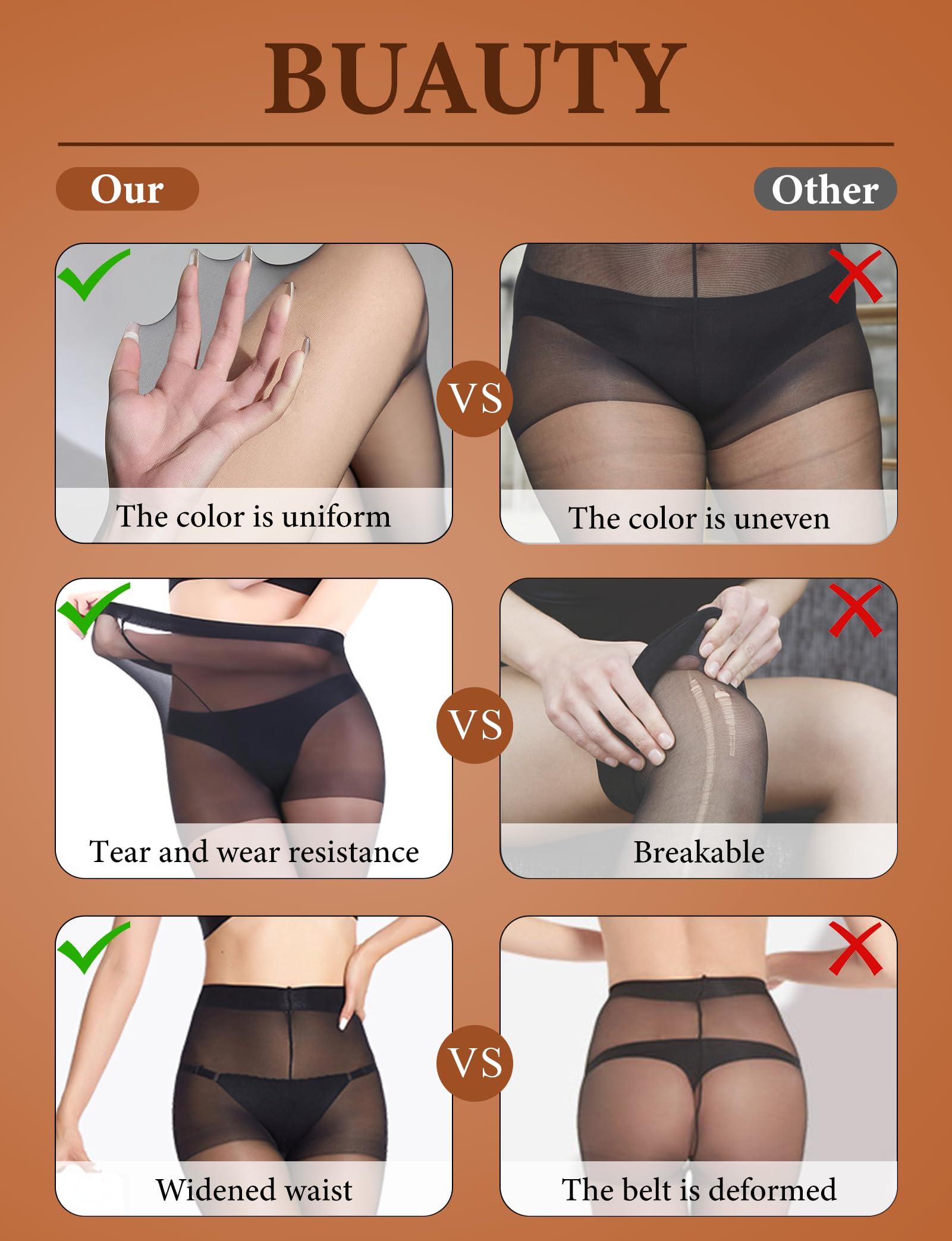 Buauty 2 Pairs Sheer Black Tights for Women -20D High Waist women's Pantyhose,Plus Size Nylon Stockings - Image 5