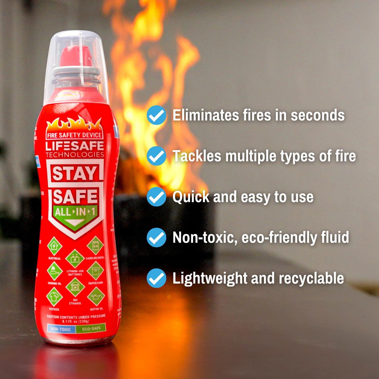 LifeSafe Technologies StaySafe All-in-1 Portable Fire Extinguisher | Easy to Use Compact Fire Spray for 10 Types of Fires | Non-Toxic & Eco-Friendly For Home, Kitchen, Car, Garage, Boat - Image 2