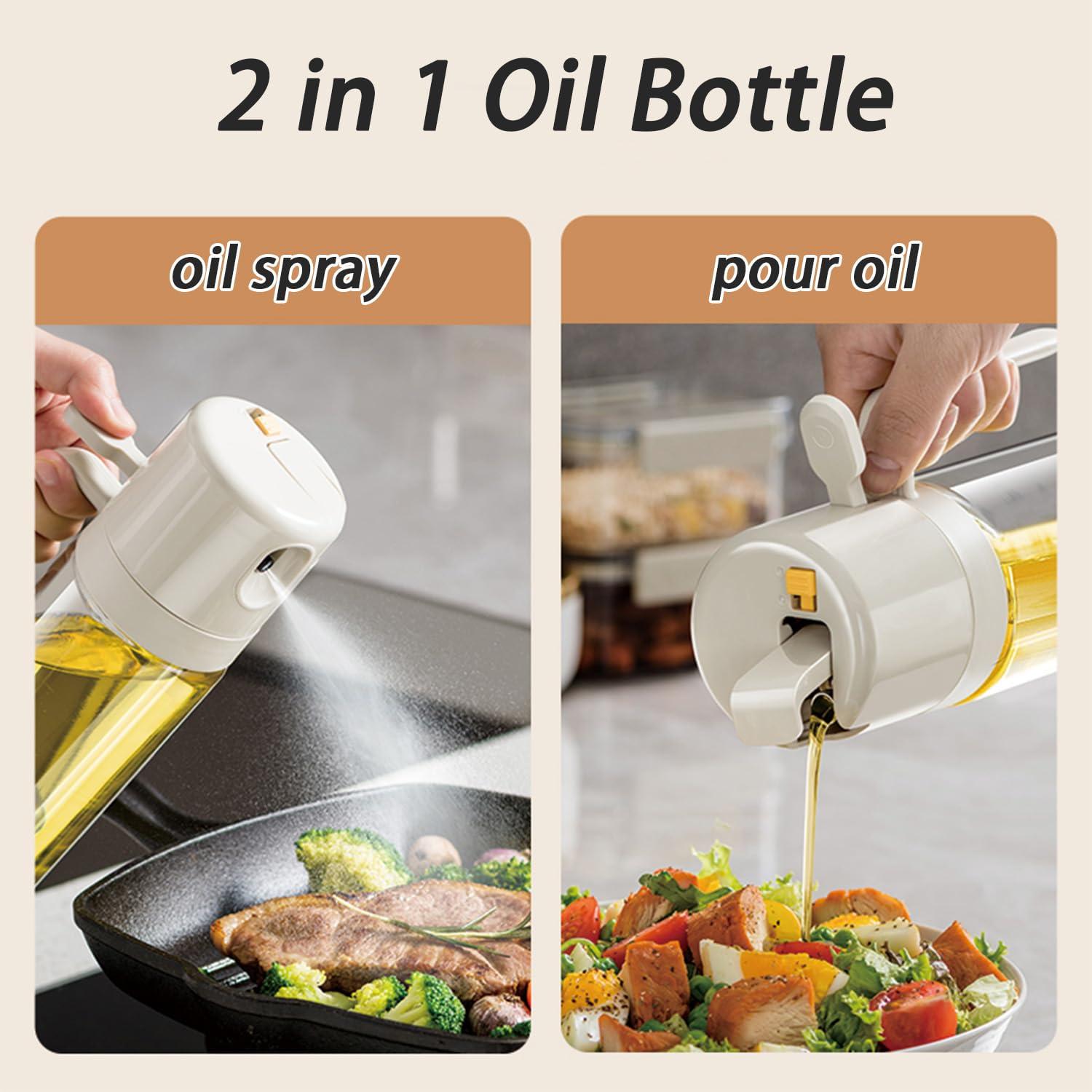 JANSSE 2 in 1 Glass Oil Sprayer and Dispenser for Kitchen, 550ml Olive Oil Bottle, Leakproof Food-Grade Oil Mister & Pourer for Air Fryer, BBQ, Salad, Baking - Image 8