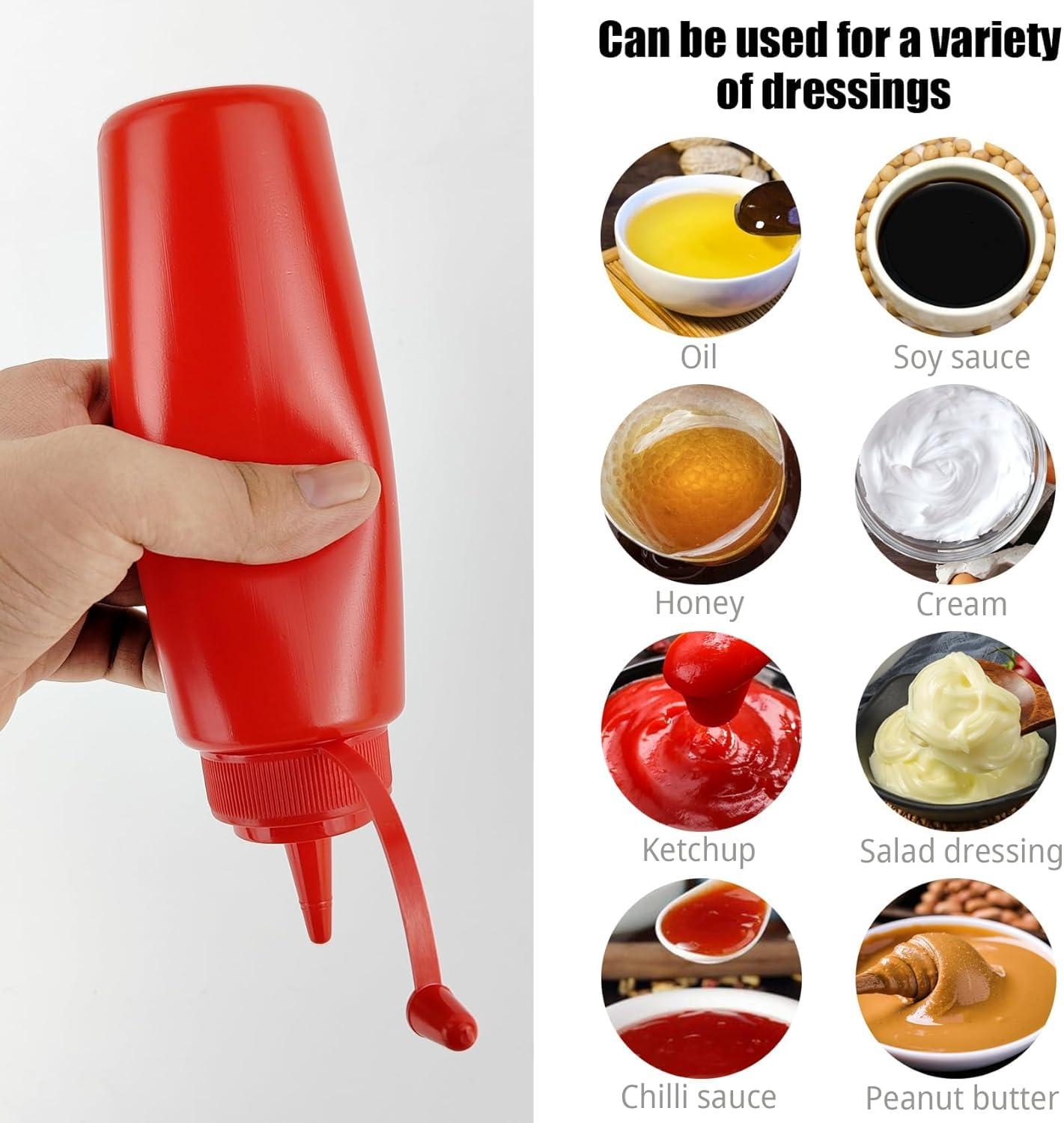 ICSTM 3 Pcs Plastic Squeeze Sauce Bottles with Nozzle Caps,250Ml/8.5Oz Reusable Squeeze Condiment Bottles Dispensers Suitable for Mustard Olive Oil Jam Ketchup Salad Dressing (250ML/8OZ) - Image 5