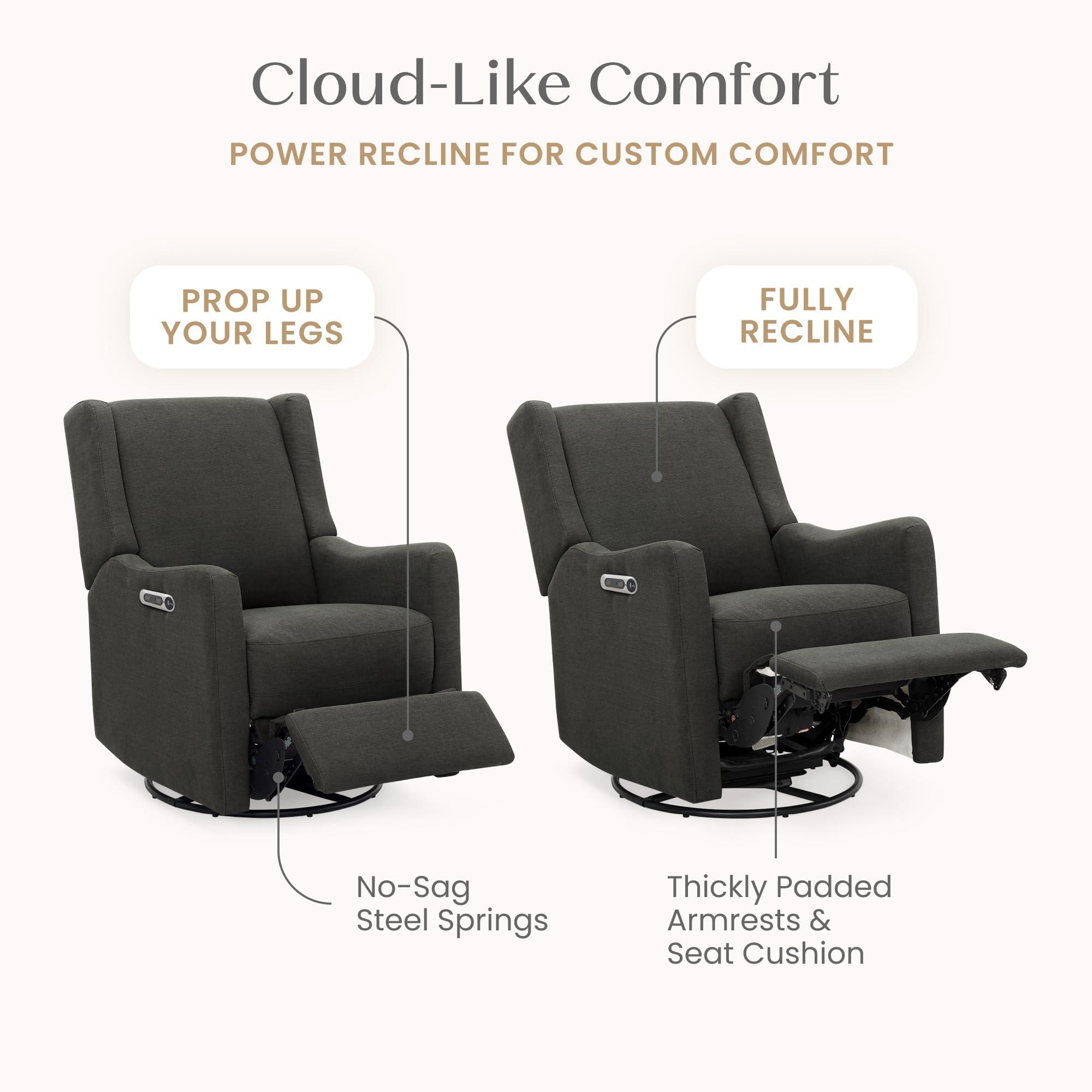 Delta Children Mercer Electronic Power Recliner and Swivel Glider with USB Port in LiveSmart Performance Fabric - Water Repellent & Stain Resistant, Dark Grey - Image 4