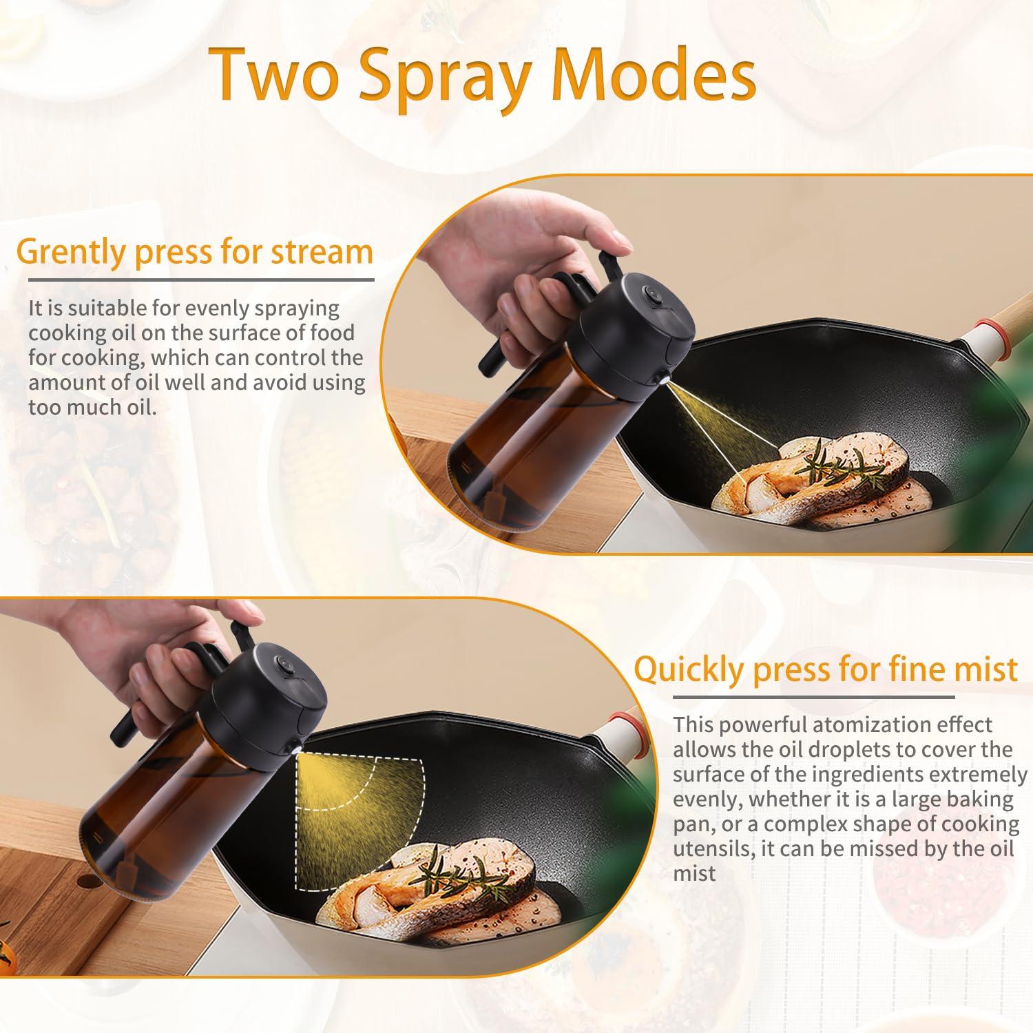 RFetomax Oil Sprayer for Cooking-2 in 1 Olive Oil Dispenser, 16oz/470ml Oil Dispenser Light Blockage Brown Bottle Oil Mister for Air Fryer, BBQ,Salad, Frying, Barbecue (Brown Bottle Black Cap) - Image 4