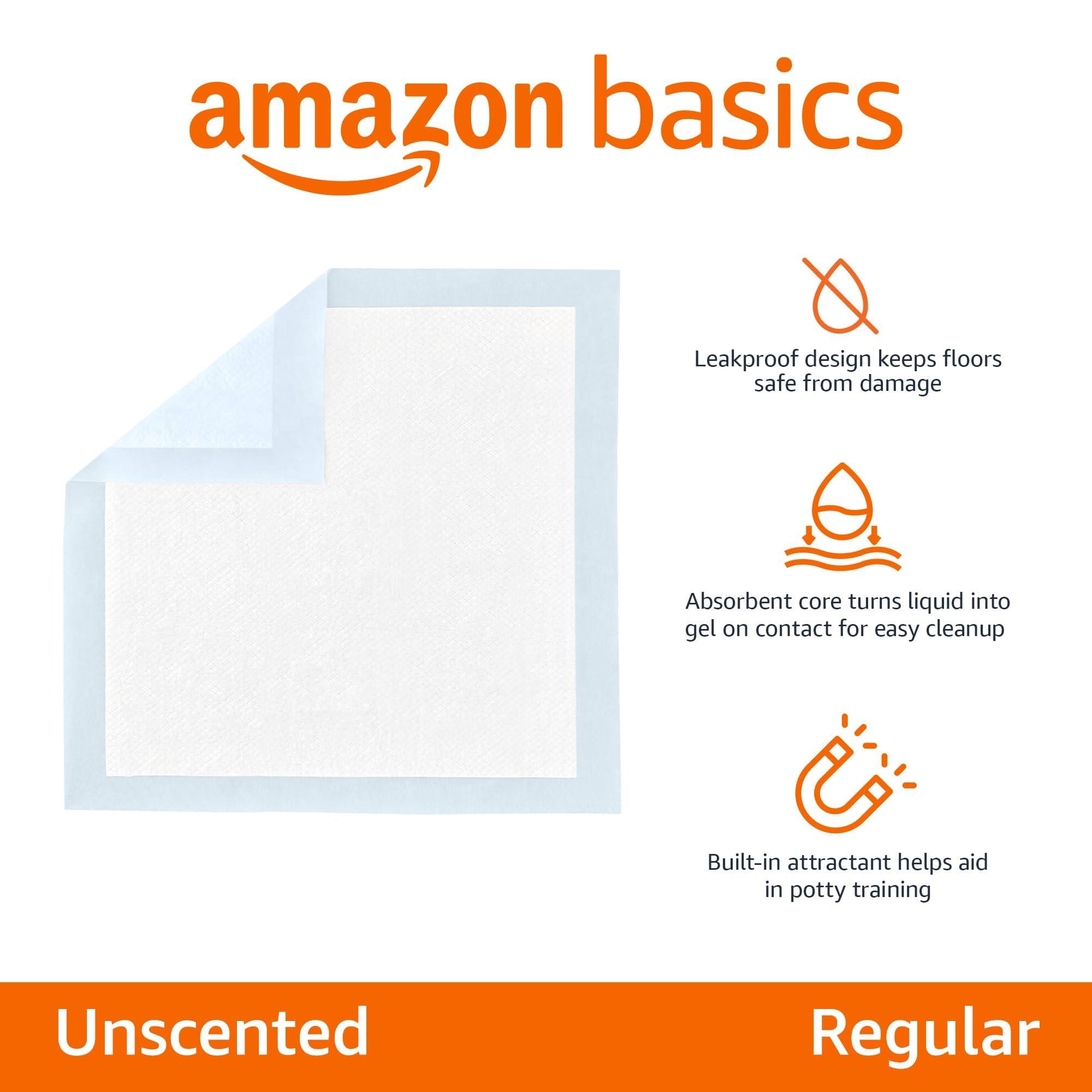 Amazon Basics Dog and Puppy Pee Pads, 5-Layer Leak-Proof Super Absorbent, Quick-Dry Surface, Potty Training, Regular (22x22"), 100 Count, Blue & White - Image 2