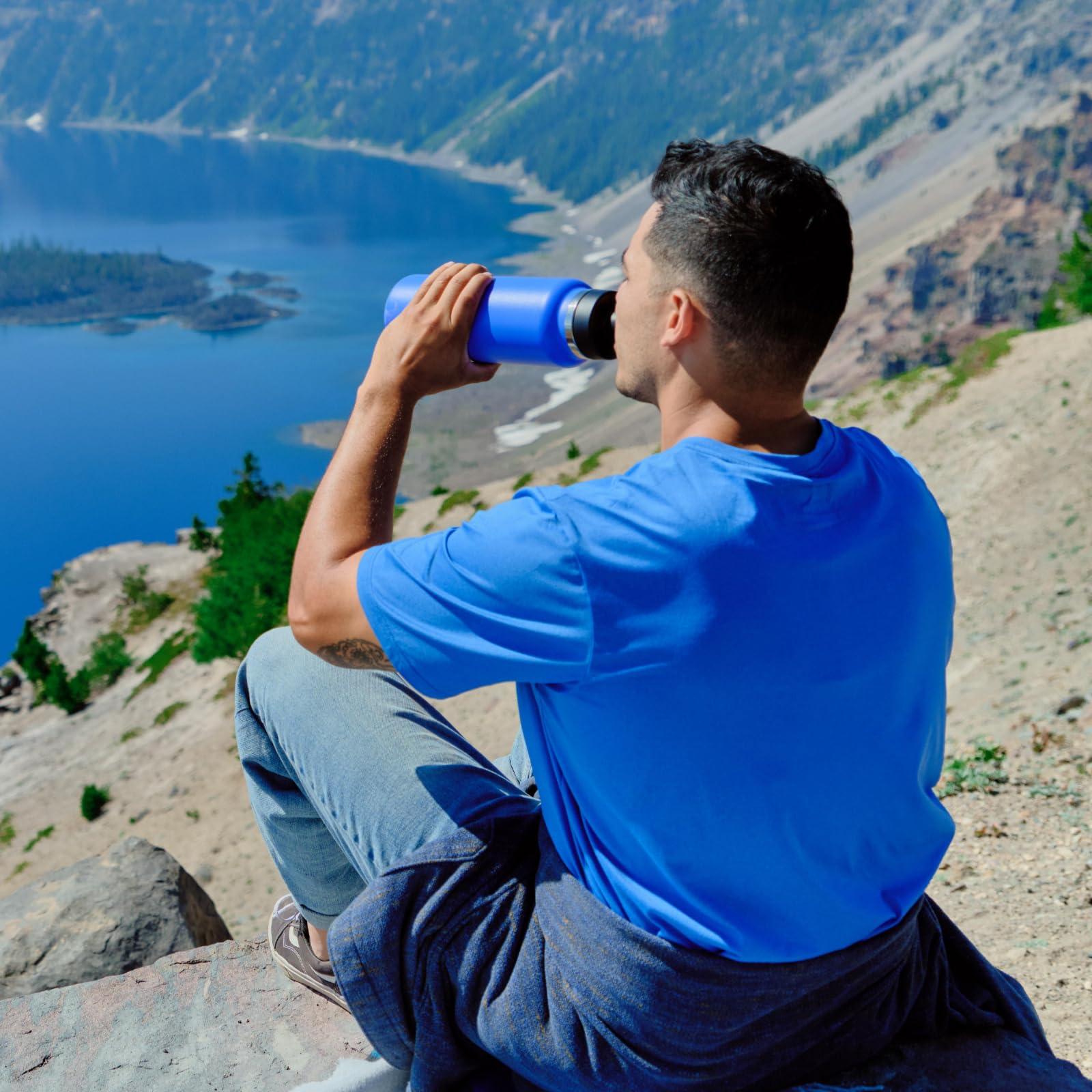 Hydro Flask 24 Oz Wide Mouth Chug Cap Water Bottle - insulated stainless steel with leakproof closeable lid for cold water drinks, sports, travel, car and school in Moonshadow - Image 8
