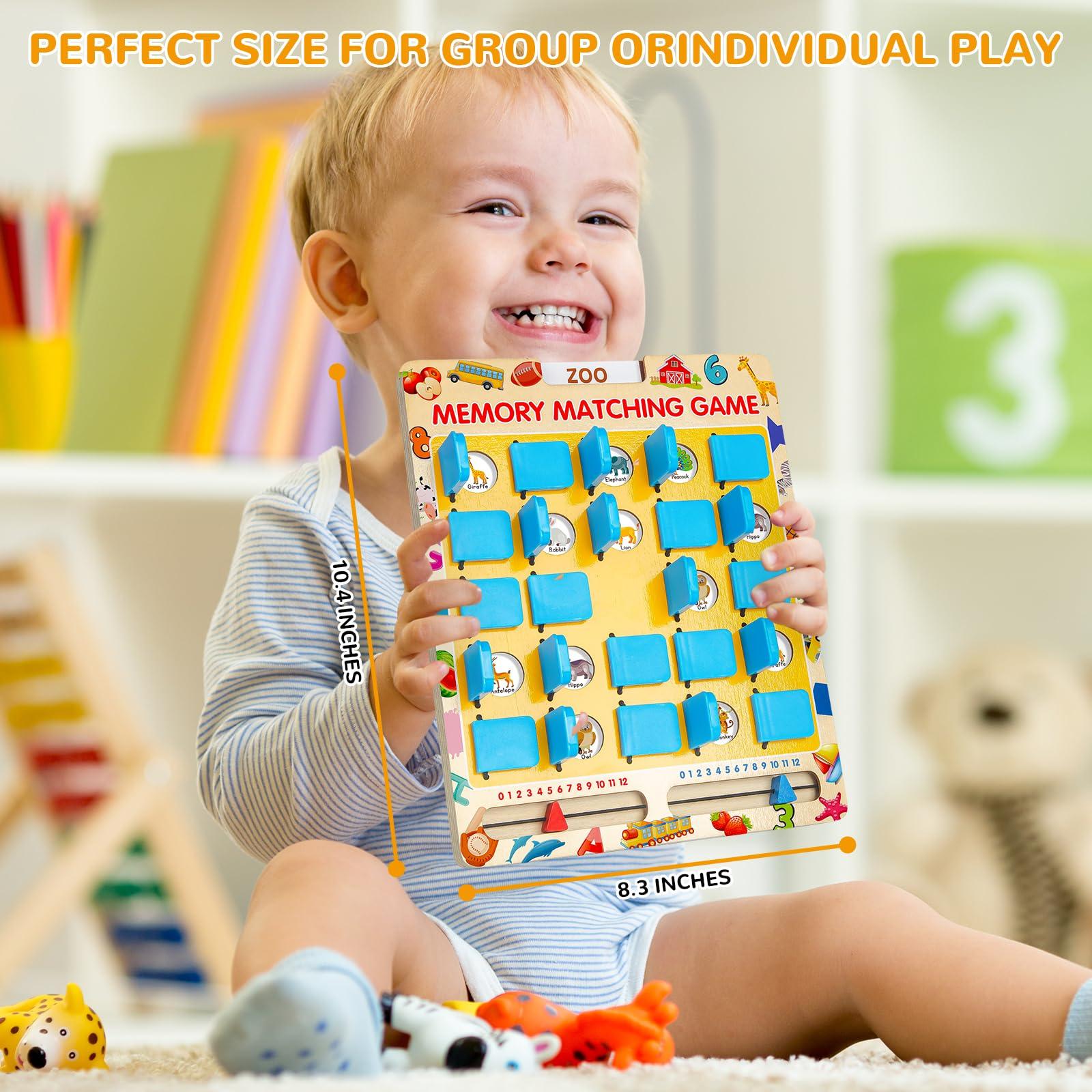 Matching Memory Game for Kids Age 3 4 5 6 7 8 Year Old, Travel Toy for Boys Girls, Wooden Board Game, Road Trip Essentials for Toddler, Airplane/ Car/ Camping Activity, Ideal Christmas, Birthday Gifts - Image 2