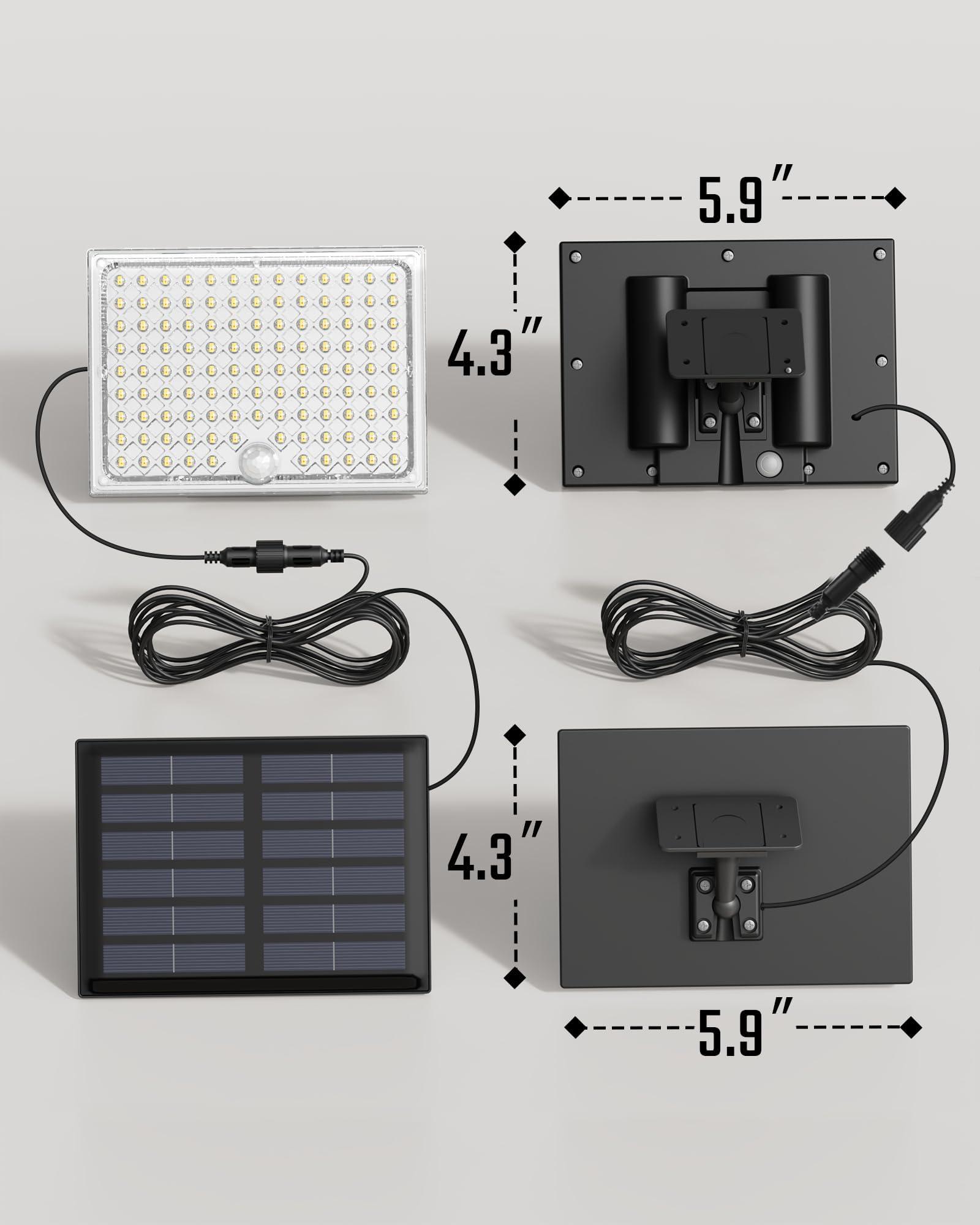 SUPERDANNY Solar Outside Lights with 113 Bright LEDs 7000K, Motion Sensor Outdoor Flood Lights Dusk to Dawn with 16ft Cable IP65 Waterproof, Security Light for Garden Barn Porch 2 Pack - Image 7