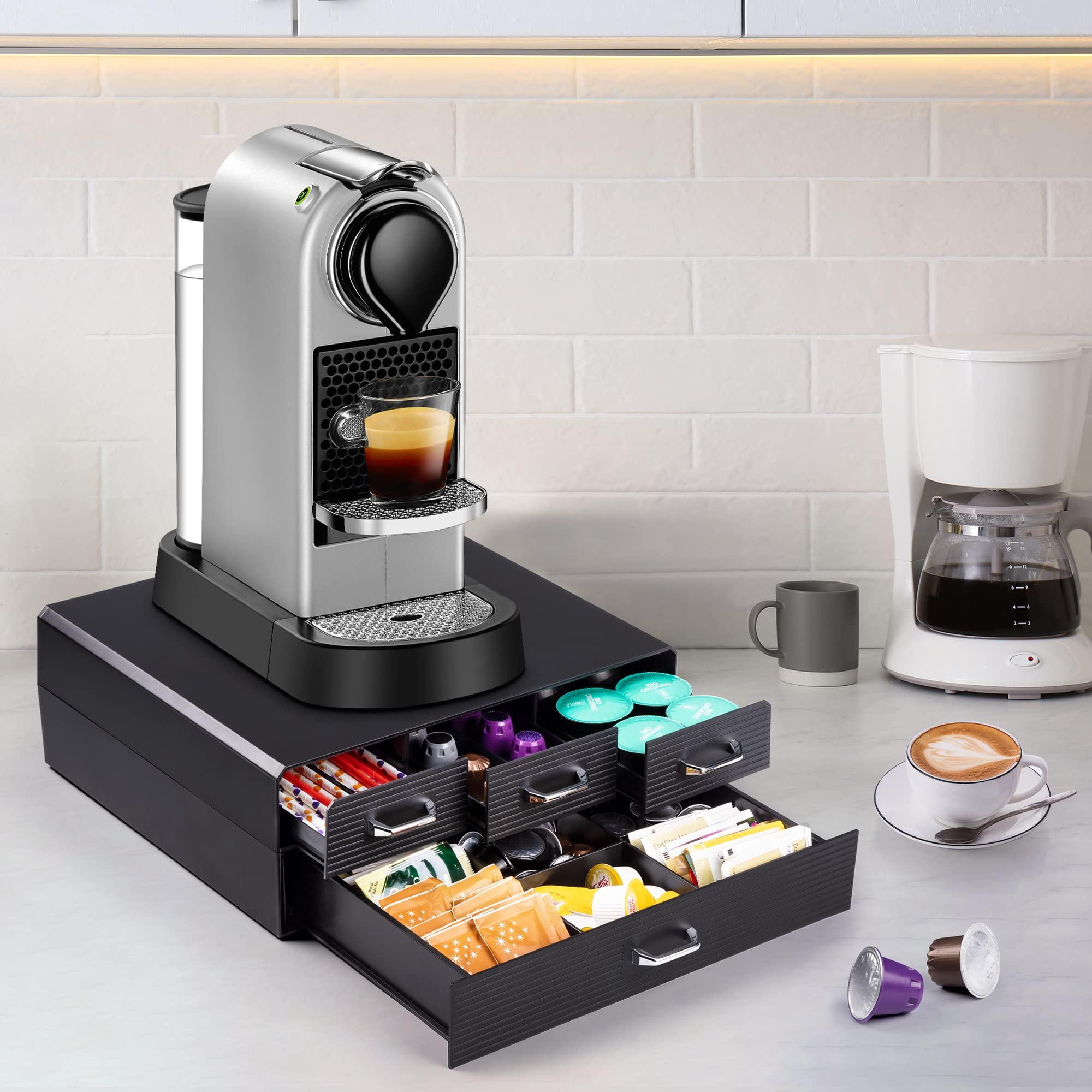SZQINJI Coffee Pod Organizer 72/96 Pods Coffee Capsule Holder 2-Tier Coffee Pod Storage 4-Drawer Compact, Compatible with Keurig K-cup & Nespresso Capsule - Image 2