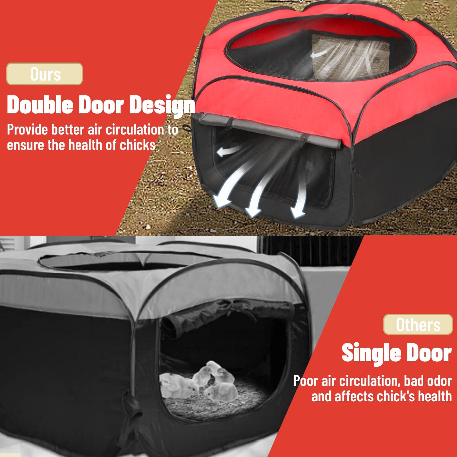 Chicken Brooder Box for Chick Starter Kit - 2025 Upgrade Double Door Chick Brooder Pen/Chicken Playpen/Chick Tent Baby Chickens Supplies Up to 15 Baby Chicks,Duck,Quail - Image 5
