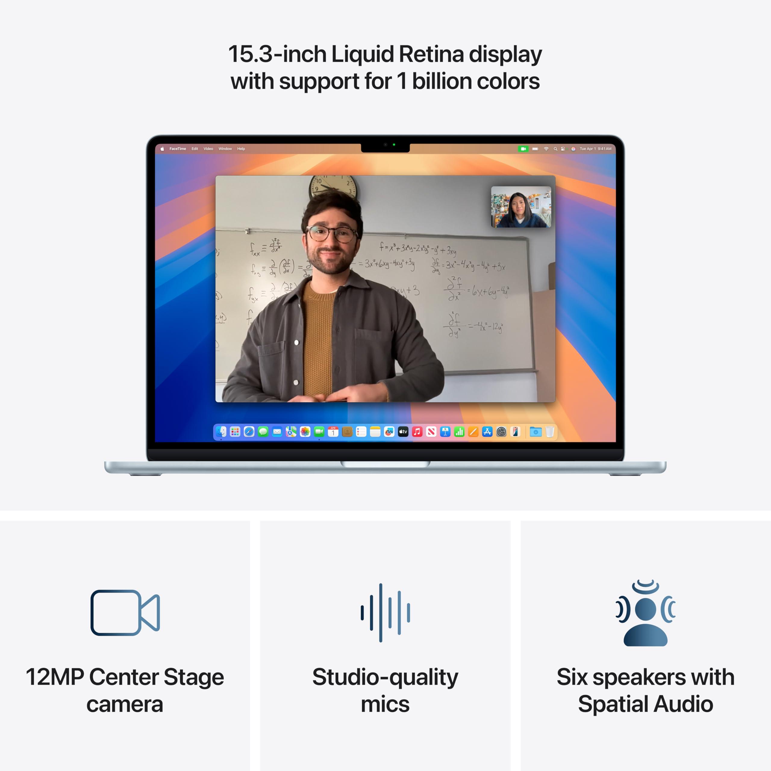 Apple 2025 MacBook Air 15-inch Laptop with M4 chip: Built for Apple Intelligence, 15.3-inch Liquid Retina Display, 16GB Unified Memory, 256GB SSD Storage, 12MP Center Stage Camera, Touch ID; Sky Blue - Image 4