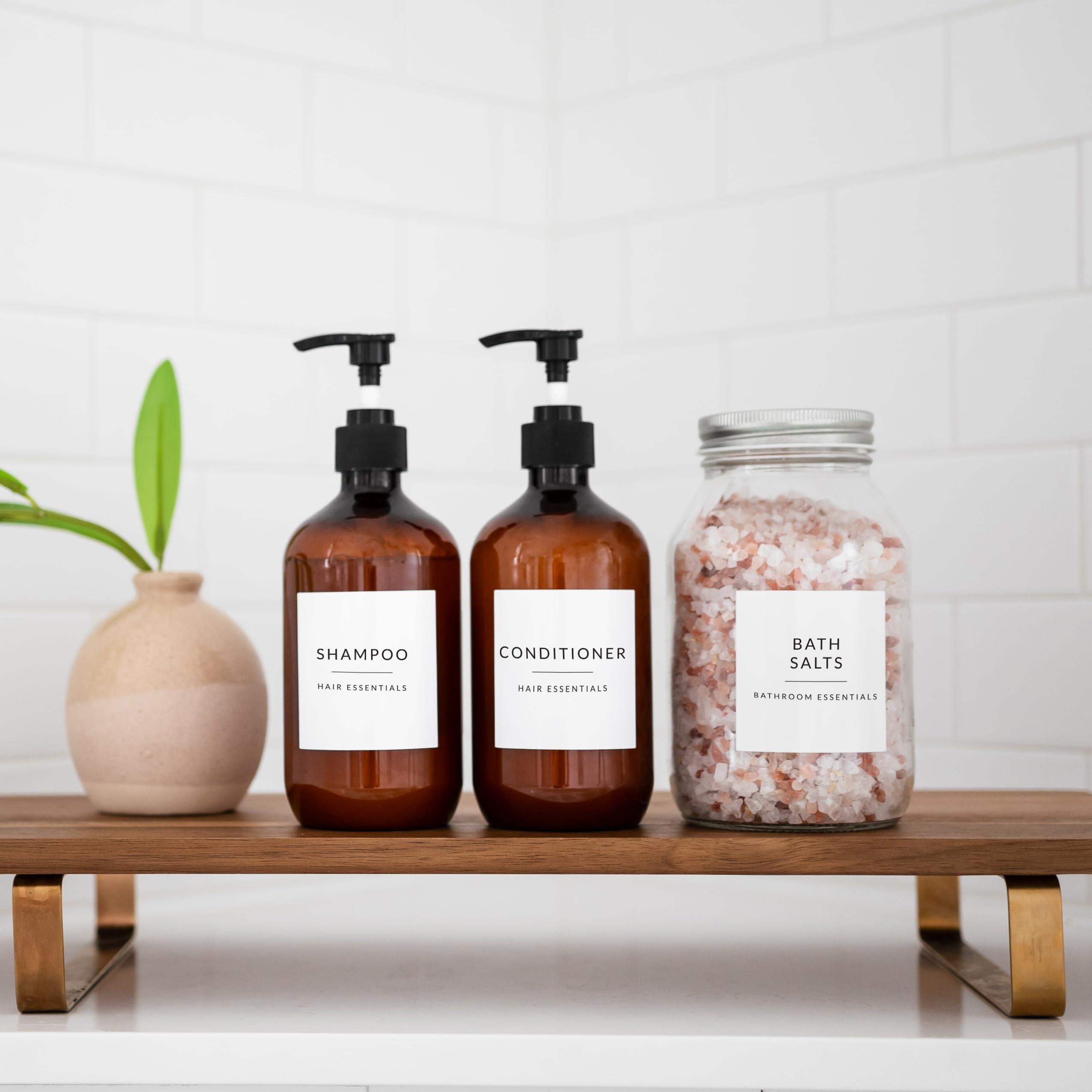 Minimalist Bathroom Labels for Organizing, 136 Preprinted Bath Room and Makeup Organizer Stickers, Waterproof Removable, Soap Shampoo Storage Supplies - Image 2