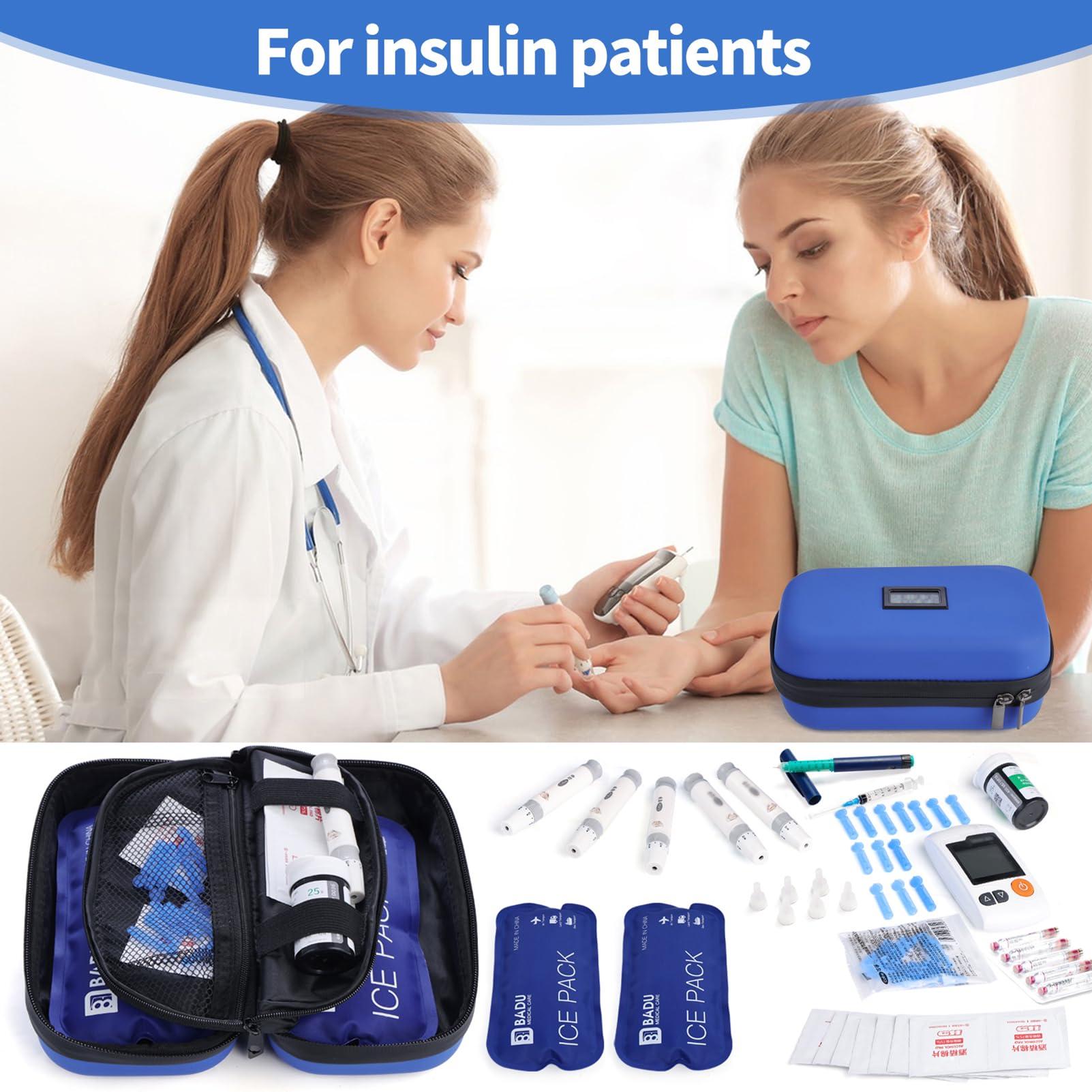 HIMDUZE Insulin Cooler Travel Case TSA Approved Refrigerated Medicine Cooler for Travel w/Thermometer Temperature Diabetic Travel Case w/2 Reusable Ice Packs for Daily Life Trip, Blue - Image 6