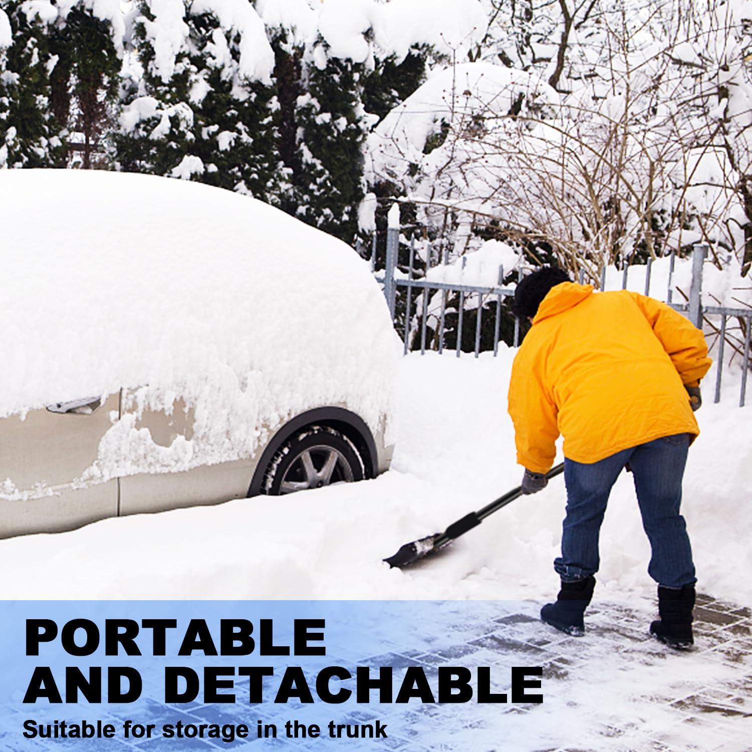 Snow Shovel, Upgrade Emergency Snow Shovel for Driveway with Aluminum Handle Large Capacity Lightweight and Adjustable Portable Survival Shovel for Home, Garden, Camping, Mud and Snowman(Black) - Image 8